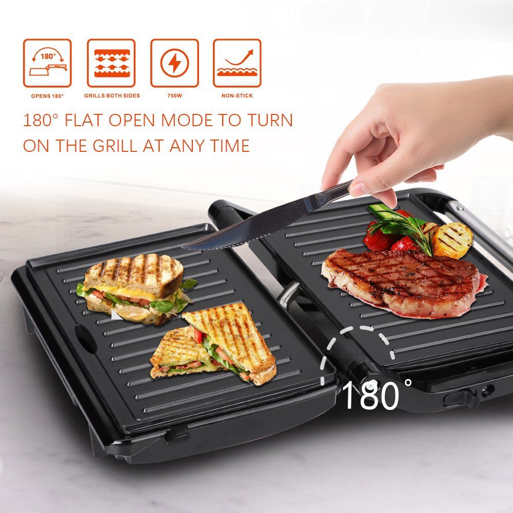 Kontaktgrill Kontaktgrill für Sandwiches,Steak und als Panini Grill, Toastplatte