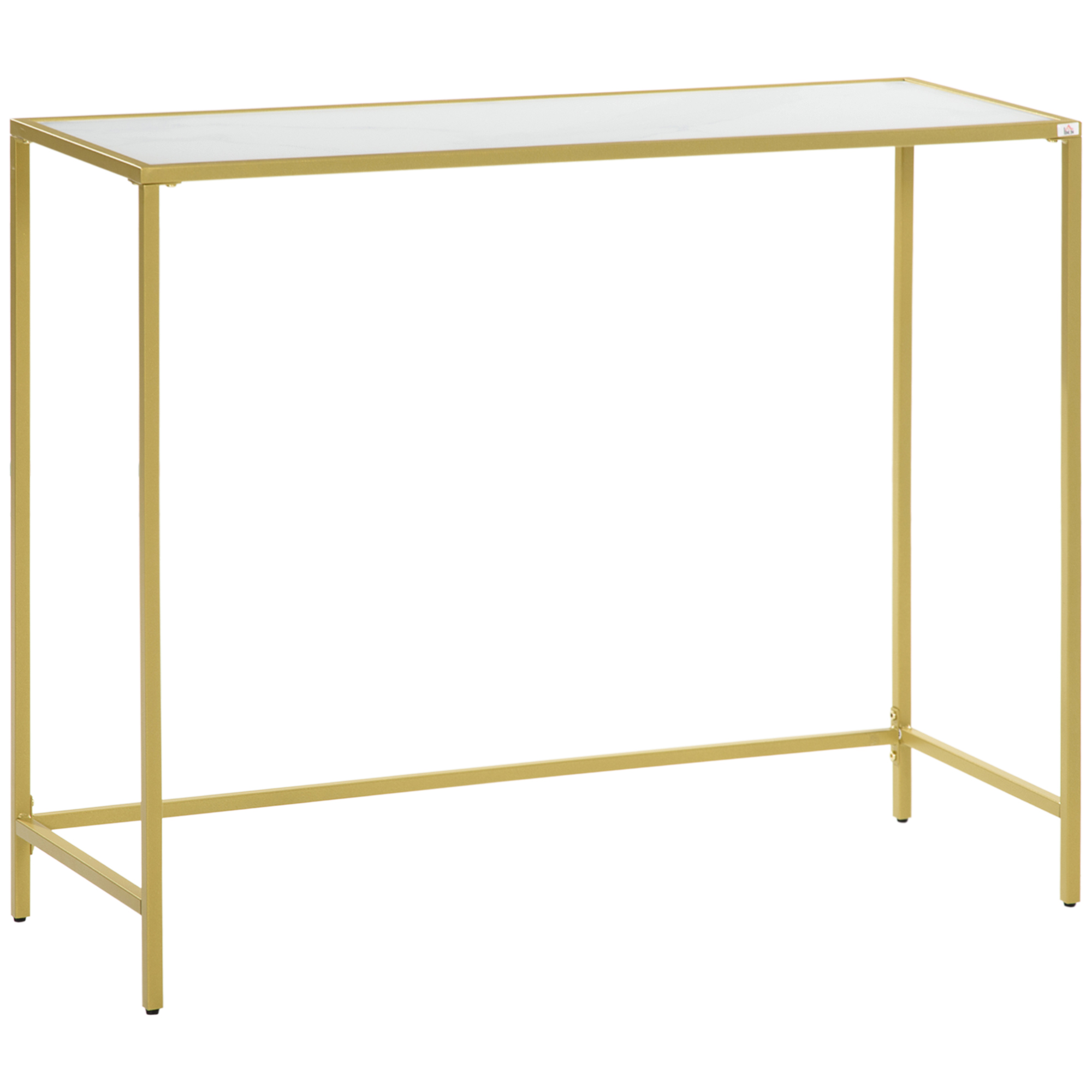 Aosom Konsolentisch im Industriedesign Marmoroptik Gold + Weiß