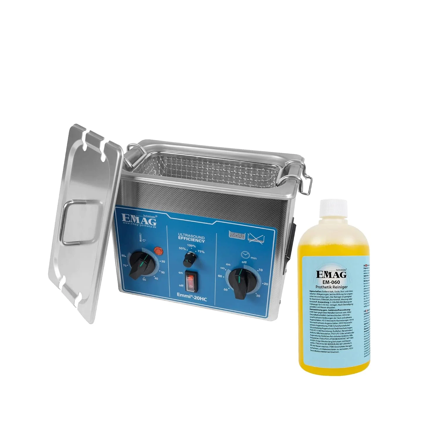Emag Labor-Reinigungsartikel, 1,5l, Schwarz, Ultraschallreiniger Emmi 20HC Prothetik-Set I