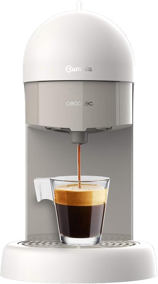 Cecotec Macchina del caffè Express Cumbia Capricciosa White. Compatta,19 bar, 1100W, per caffè macinato e cialde ESE, Serbatoio 600 ml, Tecnologia ForceAroma, Indicatore Luminoso