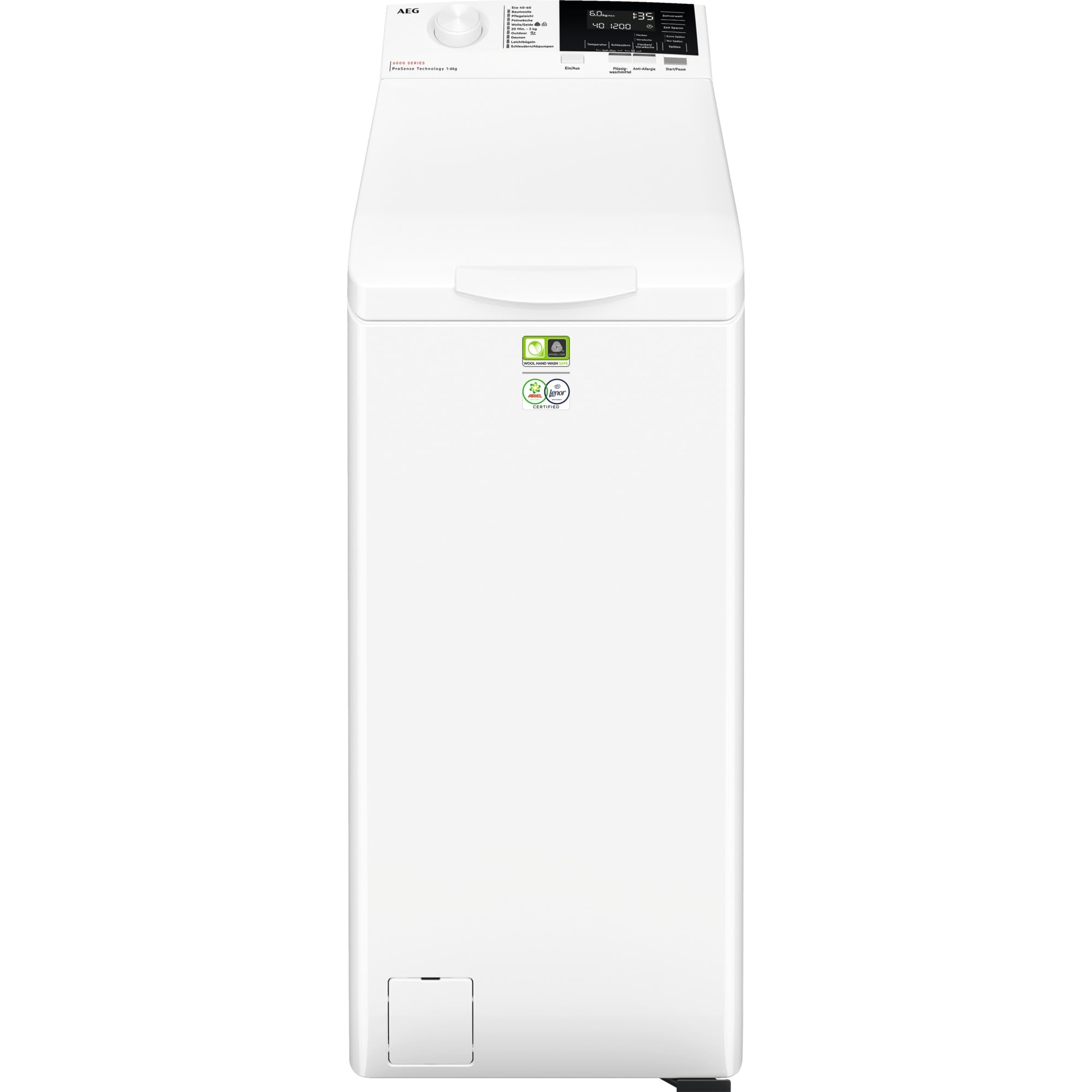Toplader-Waschmaschine LTR6A61260 Serie 6000 6 kg Energieeffizienzklasse A ProSense 11 Programme LED-Display Vollwasserschutz Startzeitvorwahl