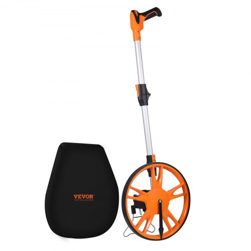 VEVOR Messrad 99999 Fuß Präzisions Messrad ±0,5% Messroller Rolltacho mit Teleskopstange 39,37-15,75 Zoll Vermessungsrad φ12,5 Zoll Streckenmessgerät aus ABS + Aluminiumoxid inkl. Tragetasche