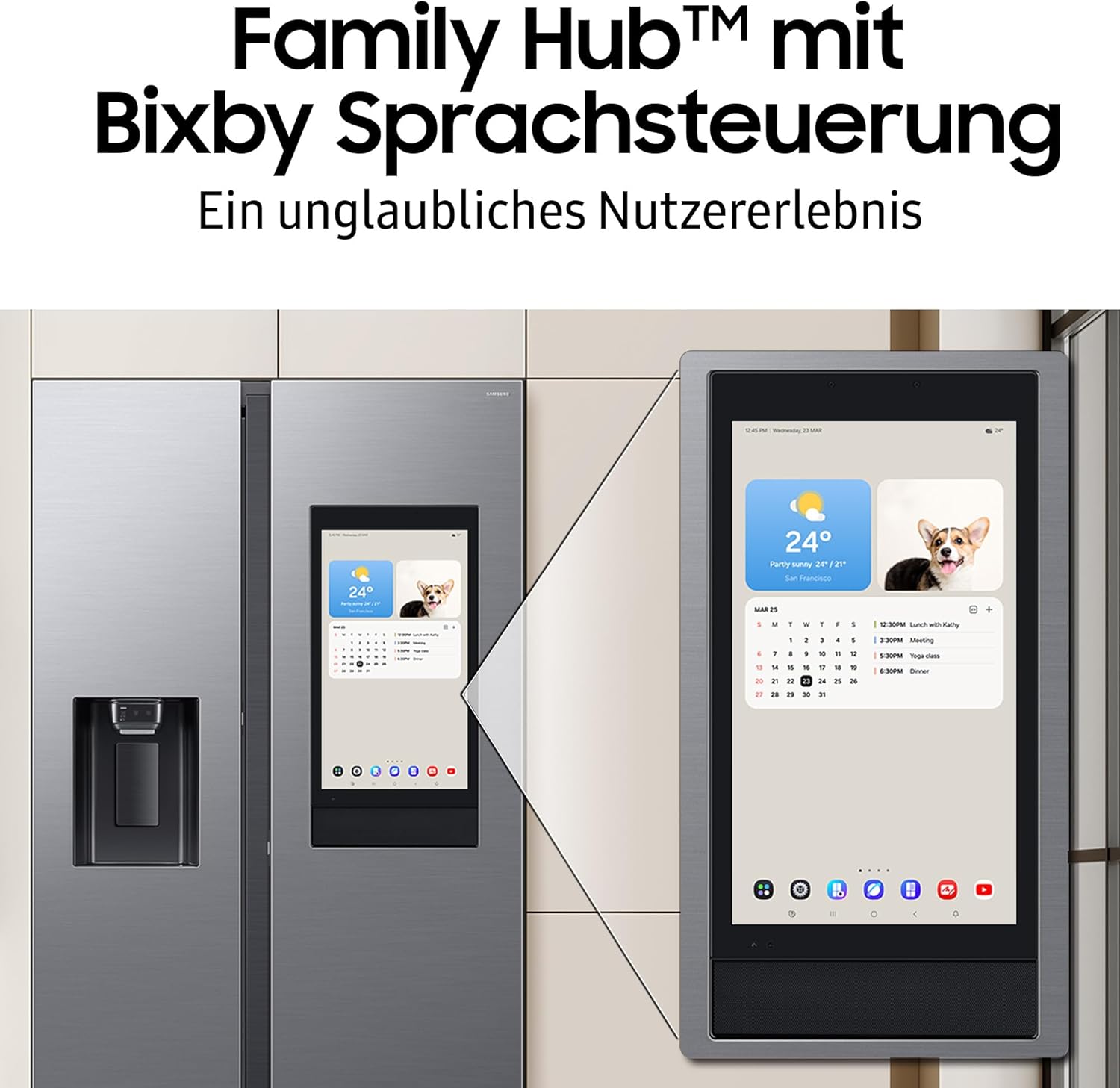 RS90F66BEFEF Side-by-Side Kühl-Gefrierkombination, AI Kühlschrank mit Gefrierfach, 178 cm, 614 l, Eis-/Wasserspender mit Wasseranschluss, Family Hub, AI Energy & Voice Control, Black Steel