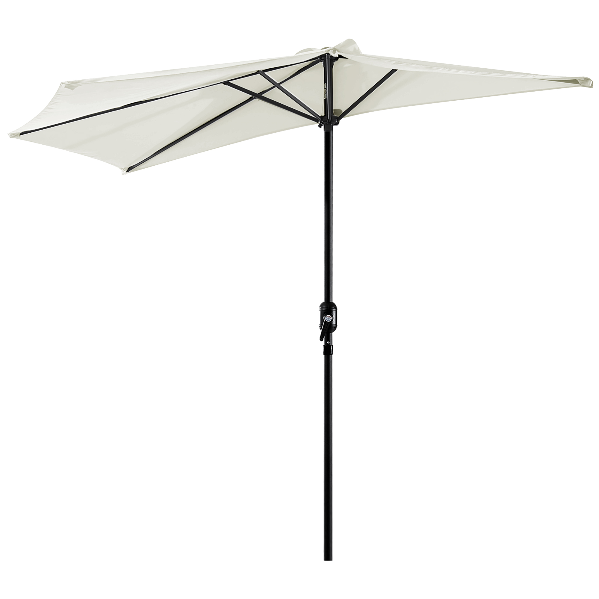 Outsunny Halber Sonnenschirm Ø 2,7 m Balkonsonnenschirm 5 Metallstreben Polyester Creme