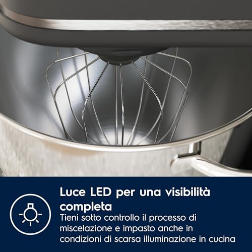 Electrolux Impastatrice Planetaria Robot da Cucina Multifunzione, E6KM1 4BPT, Mixer Planetaria Professionale, Ciotola 6 & 4 Litri Capacità, Con Frusta Da Cucina, 1200W, Acciaio Inox & Nero Opaco : Amazon.it: Casa e cucina