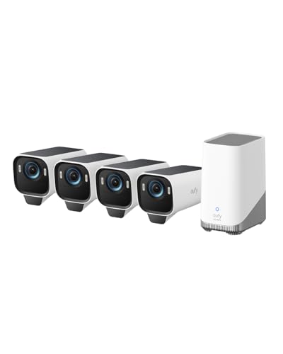eufy Security eufyCam S3 Pro 4 Cam Kit, Solar Camera Outdoor Wireless, MaxColor Night Vision, 4K Security Camera with Solar Panel, Face Recognition AI, Expandable Local Storage, No Monthly Fee : Electronics