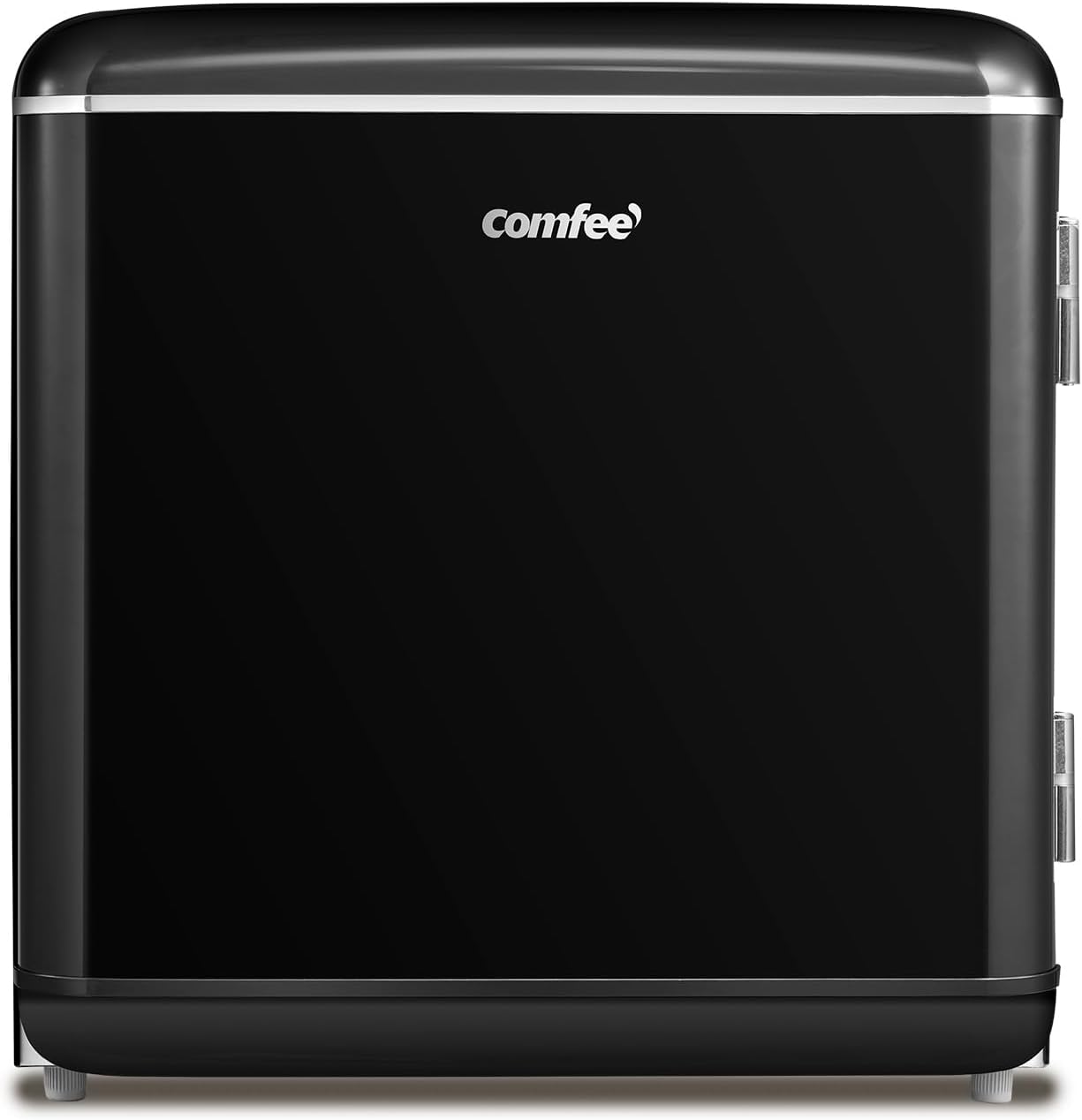 COMFEE' RCD50BL2EURT(E) Small Refrigerator, 47 Litres, Retro Design, Mini Fridge Single Door Table, Adjustable Thermostat, Quiet, Suitable for Home, Office and Hotel, Black