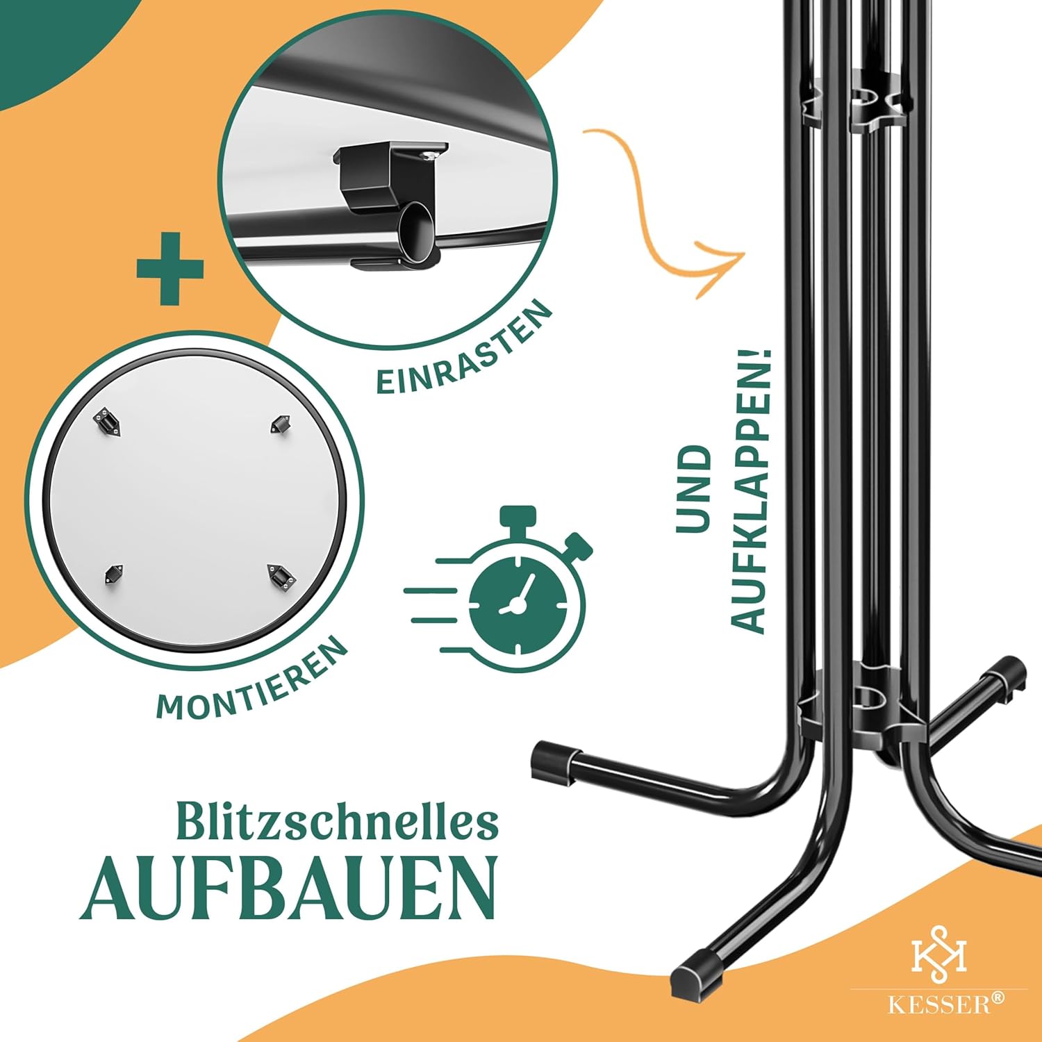 KESSER® Stehtisch klappbar 2er Set Ø80cm rund, Gastro Bistrotisch Hochtisch Cocktail Stehtisch + Husse, Klapptisch Partytisch für Garten/Balkon/Events/Gastronomie, wetterfest, In- & Outdoor, Schwarz
