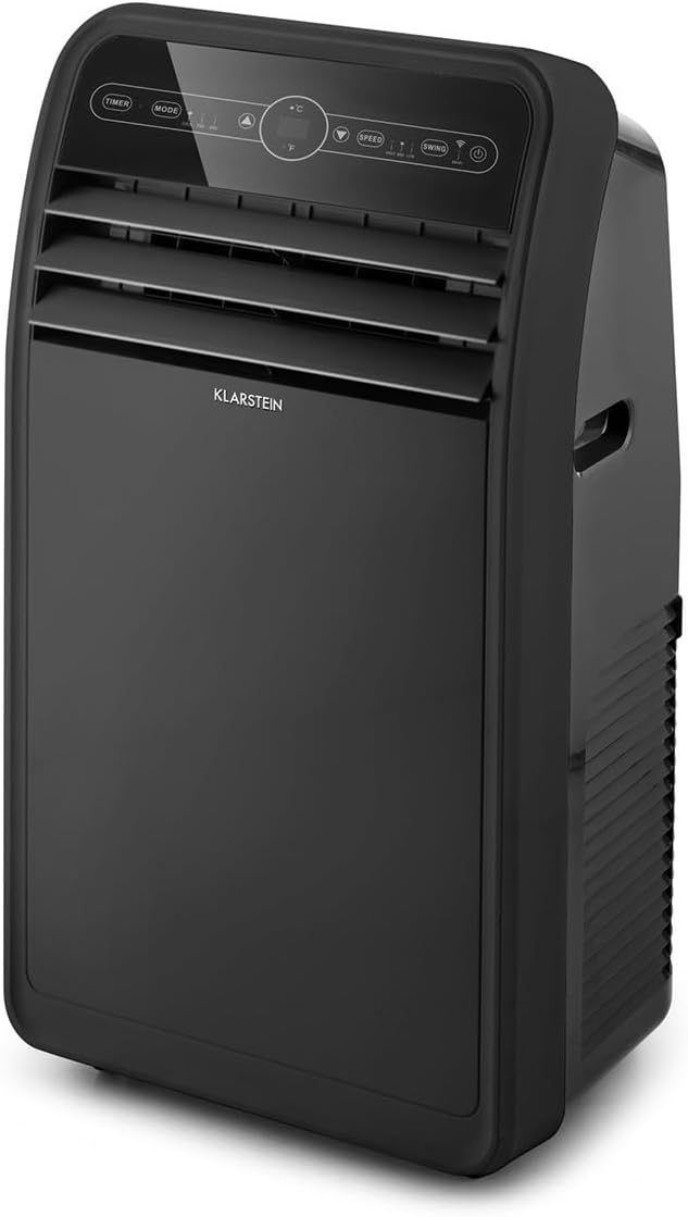 Klarstein Mobile Klimaanlage mit Abluftschlauch, 4-in-1 Klimagerät mit Ventilator, Luftentfeuchter & Nachtmodus, Kleine & Portable Klimaanlage für Wohnung & Büro, App-Steuerung, 12000 BTU