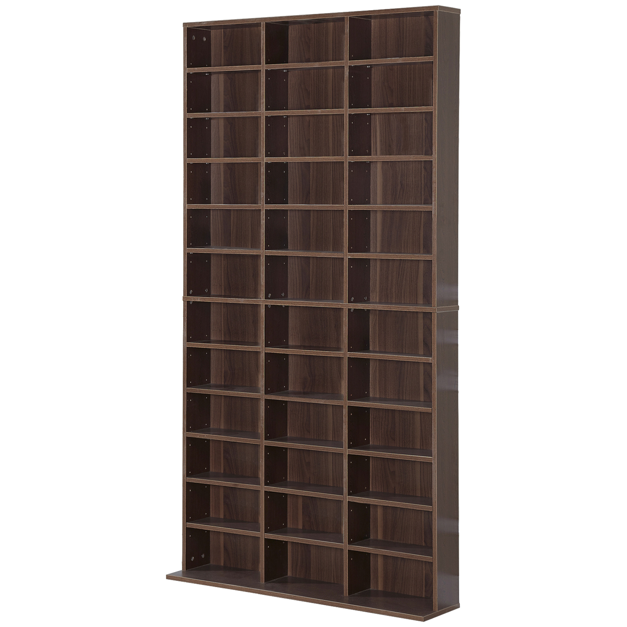 HOMCOM CD/DVD Regal Aufbewahrung Schrank für 1116 CDs 36 höhenverstellbare Fächer 102 x 24 x 195 cm Braun