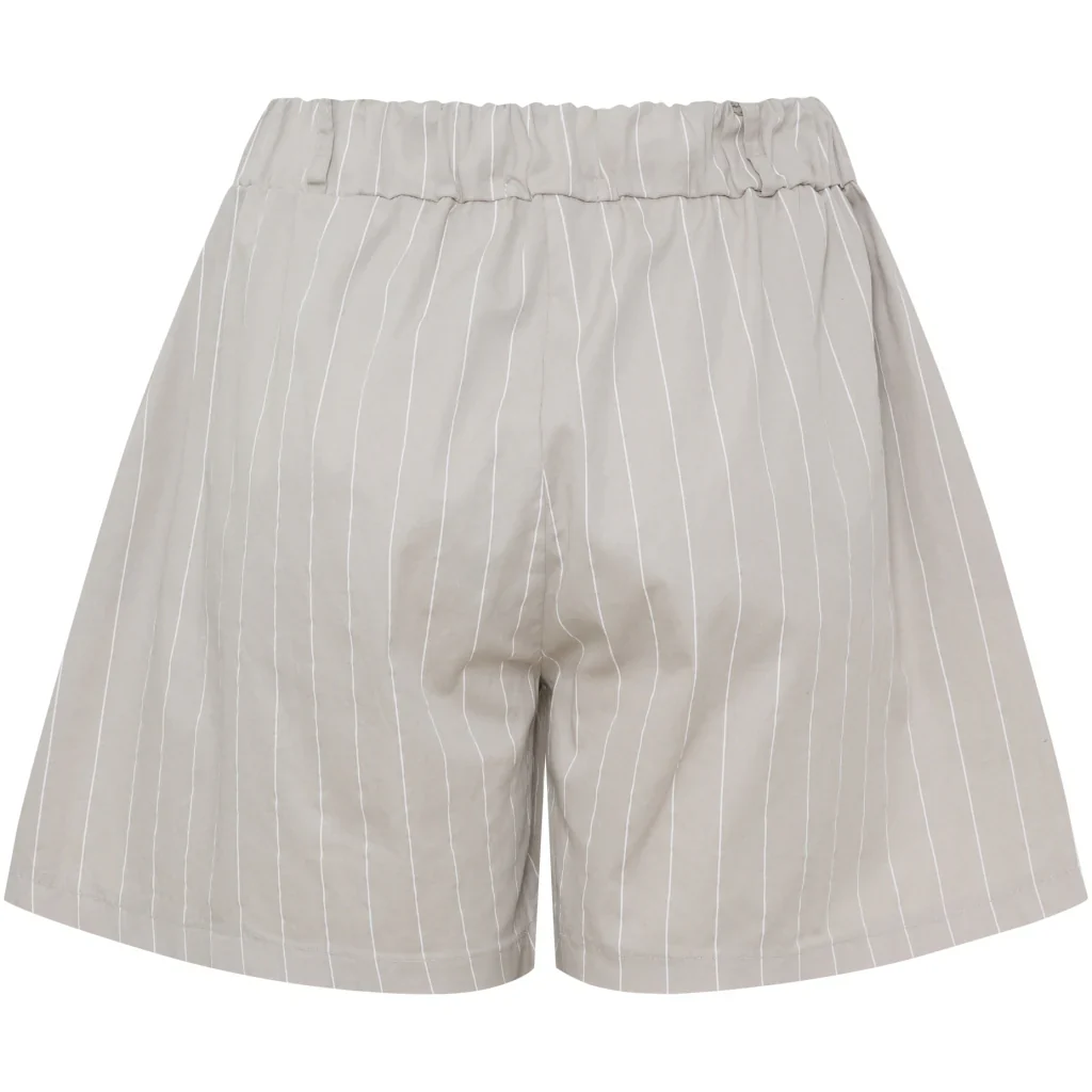 Pinstripe High-Waist Shorts �C Latte | Women's Luxury Cotton Shorts