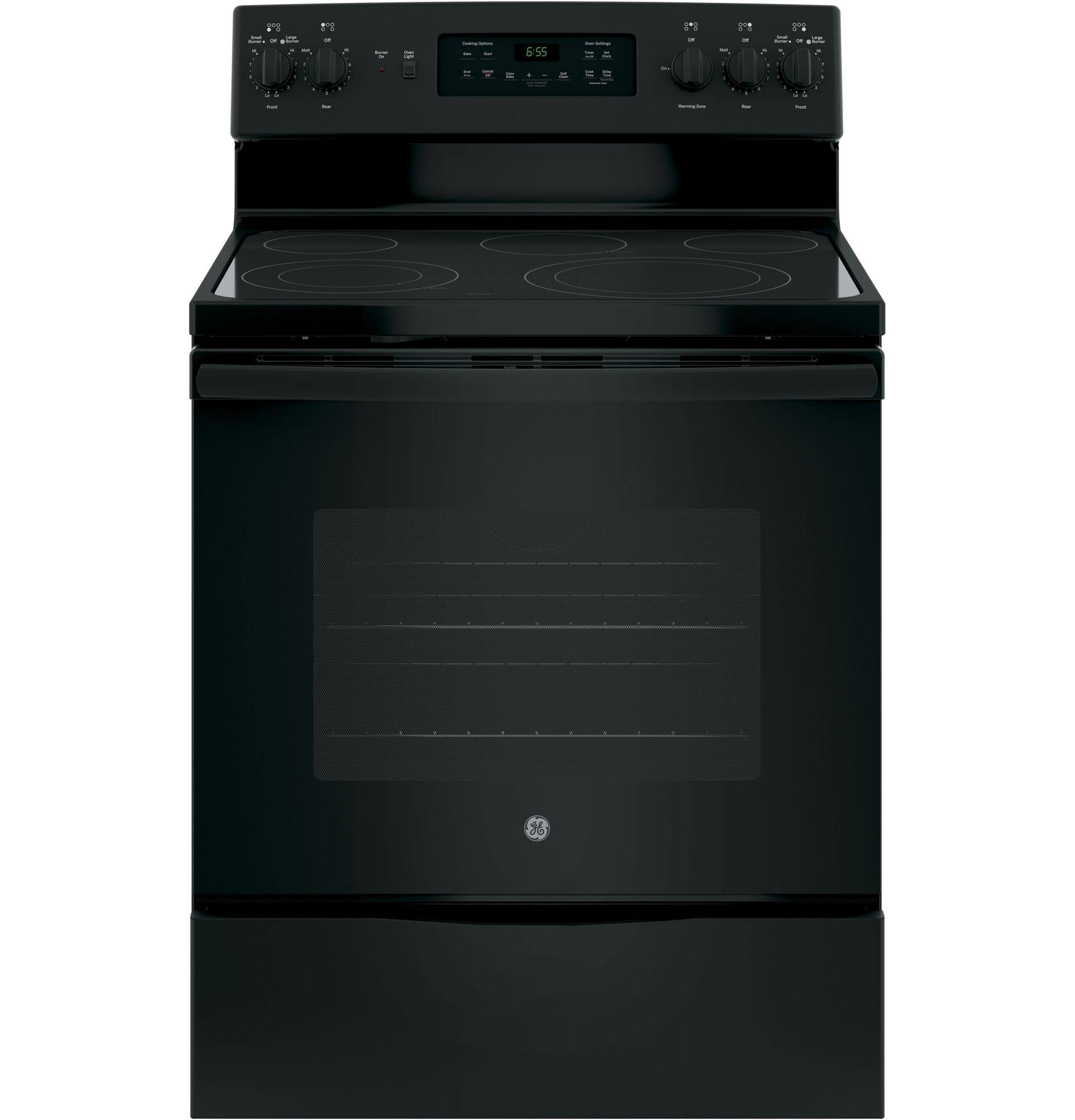 GE 30&prime;&prime; Freestanding Electric Range, Black &ndash; Dual Element Cooktop, Convection Oven, Self Cleaning