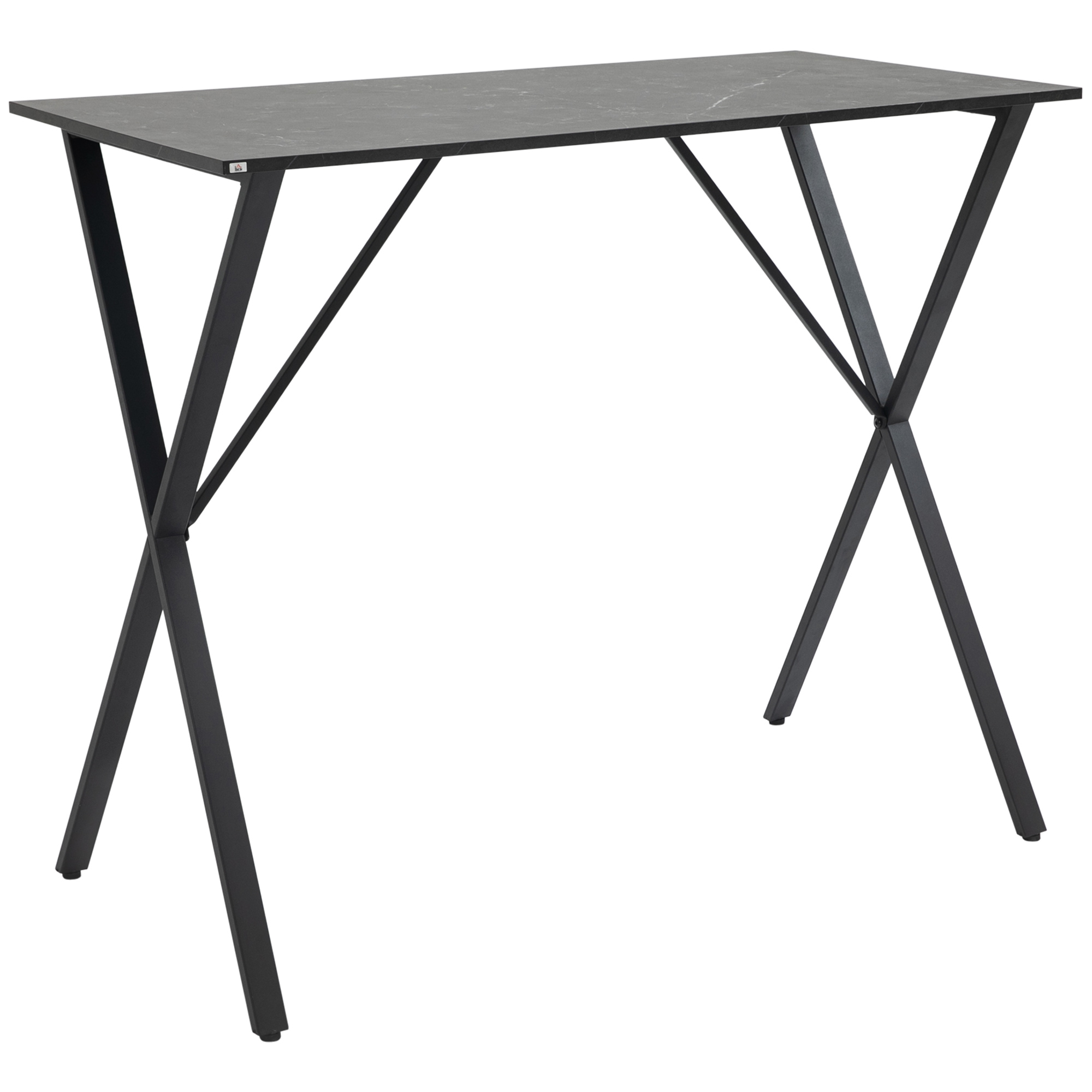 HOMCOM Bartresen Hocher Industriestil Marmoreffekt, Holz und Stahl 120x60x102 cm, Schwarz
