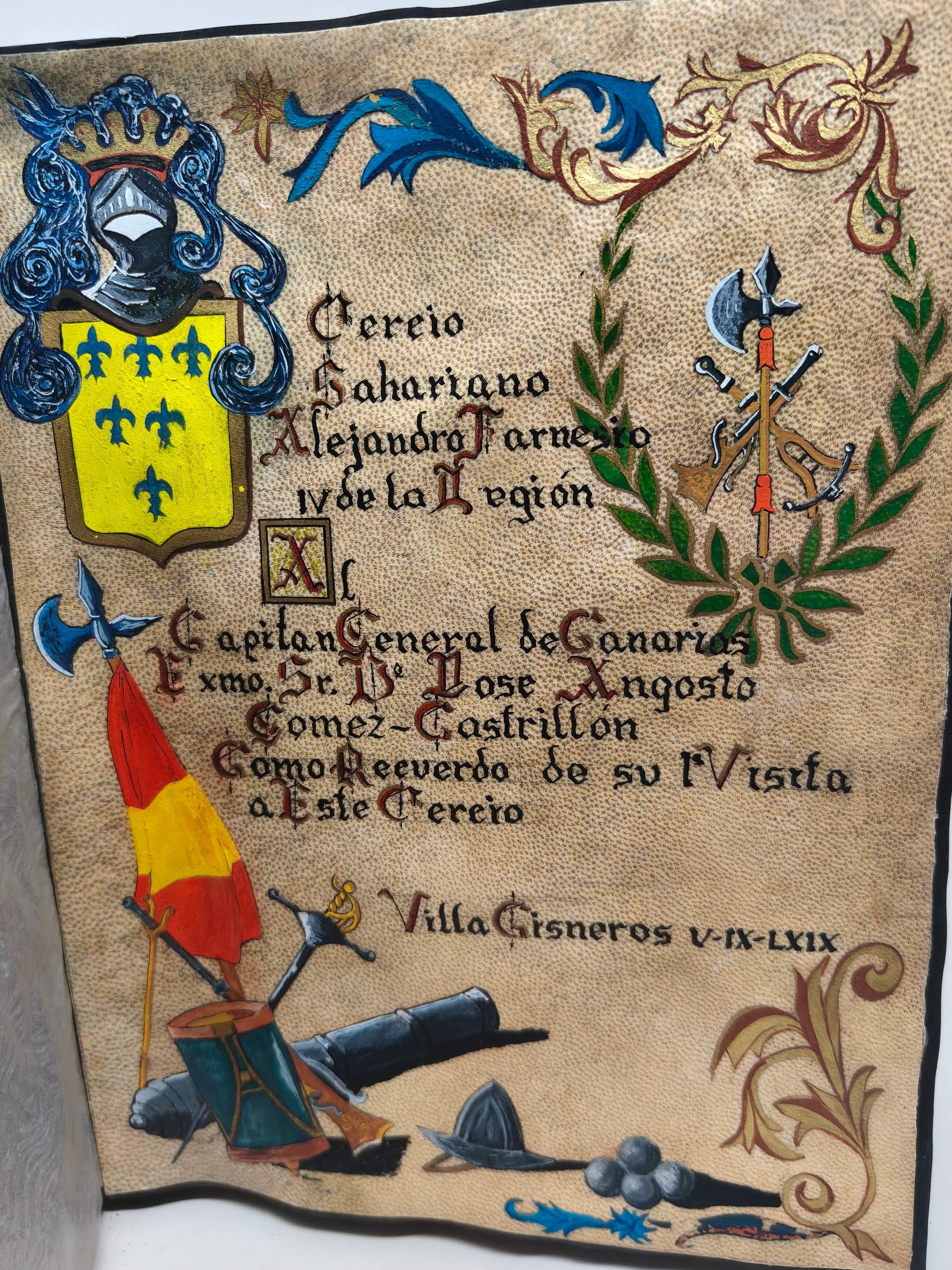 Album dedicado capit��n General de Canarias a villa Cisneros Alejandro de Farnesio Legi��n
