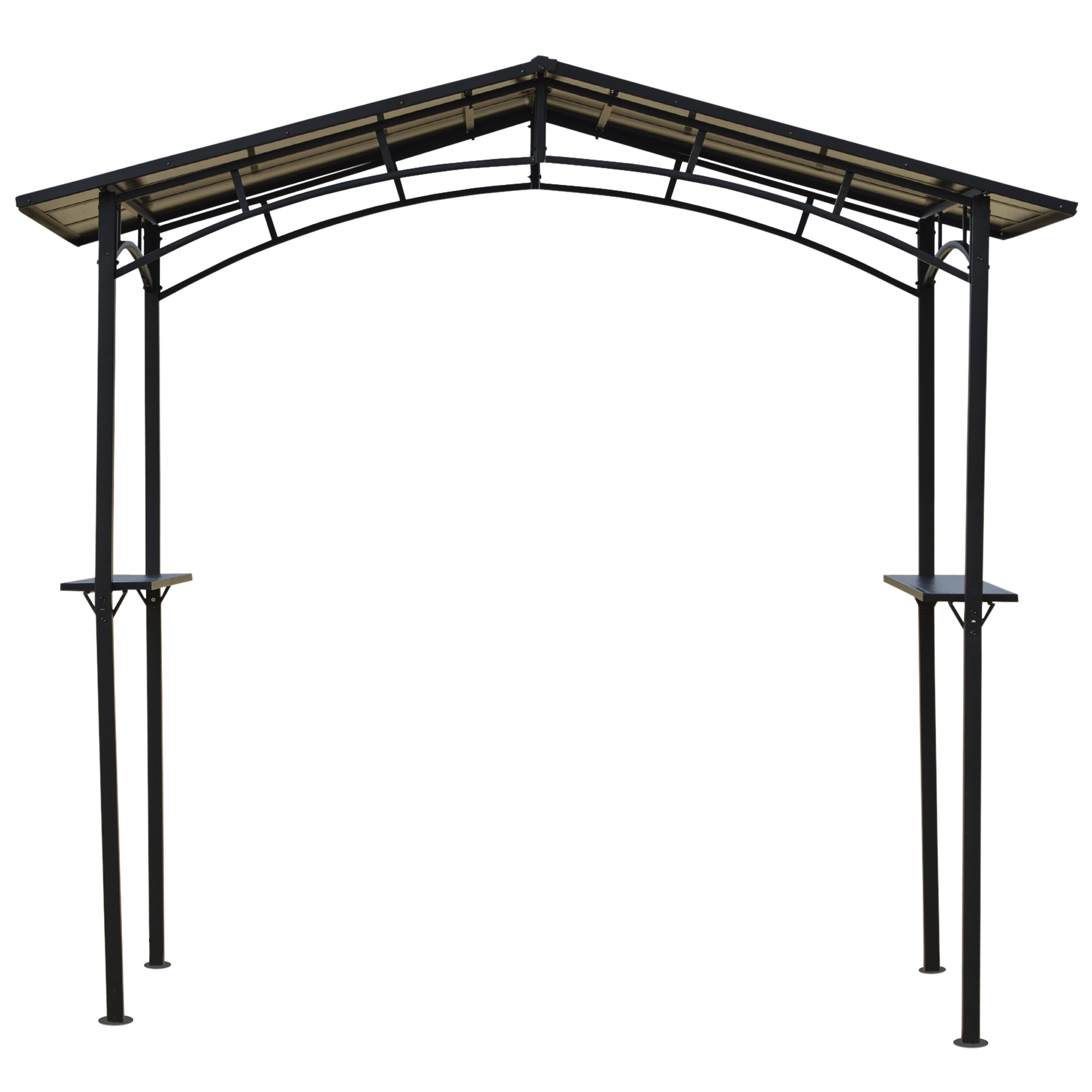 Outsunny Gartenpavillon 2,5 x 1,5 m - Grillunterstand - 2 Seitenshelves - Grilldach - schwarzes Metallpolycarbonatdach