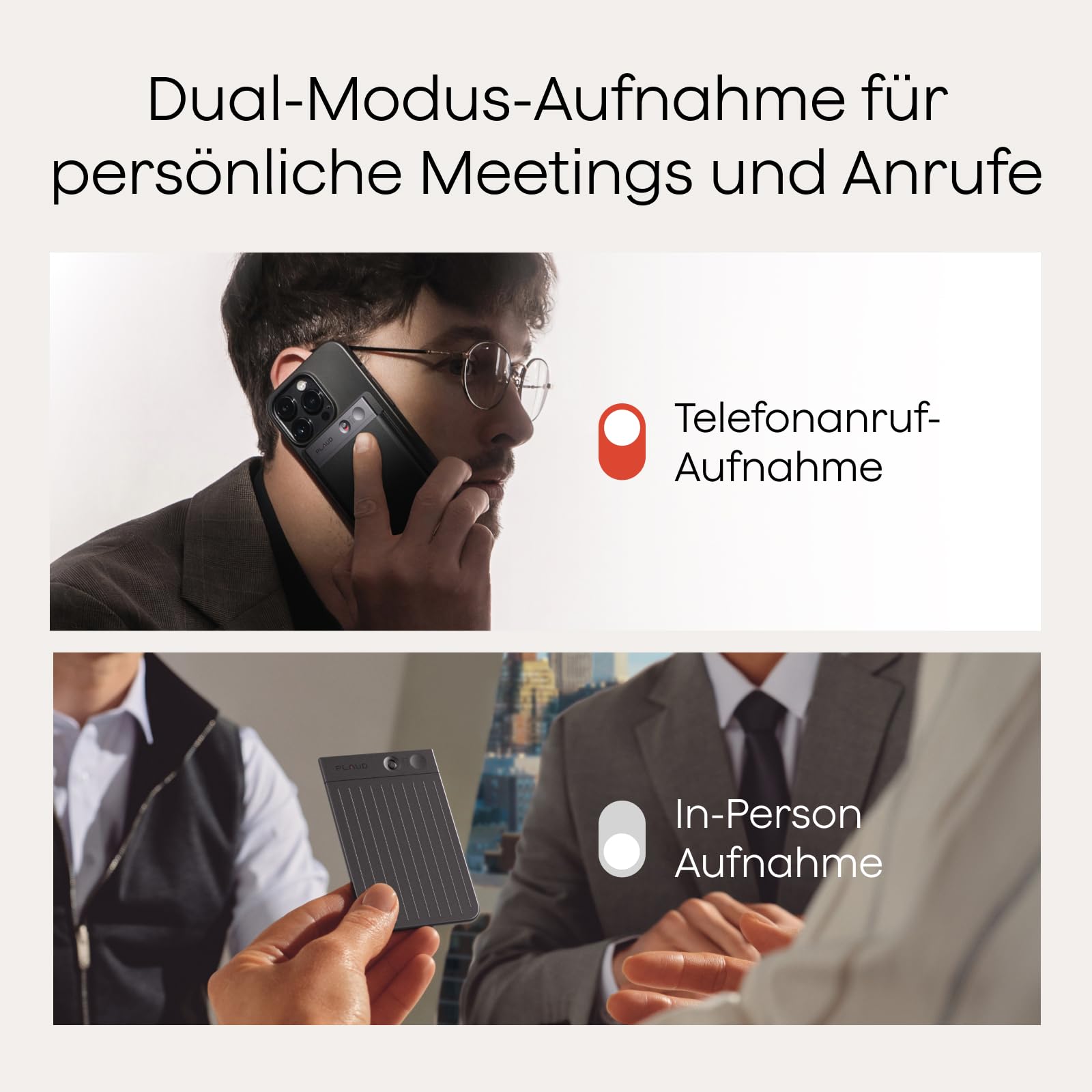 Plaud Note digitales KI Diktiergerät schwarz mit schwarzer Hülle für Meetings Interviews Sprachaufnahmen
