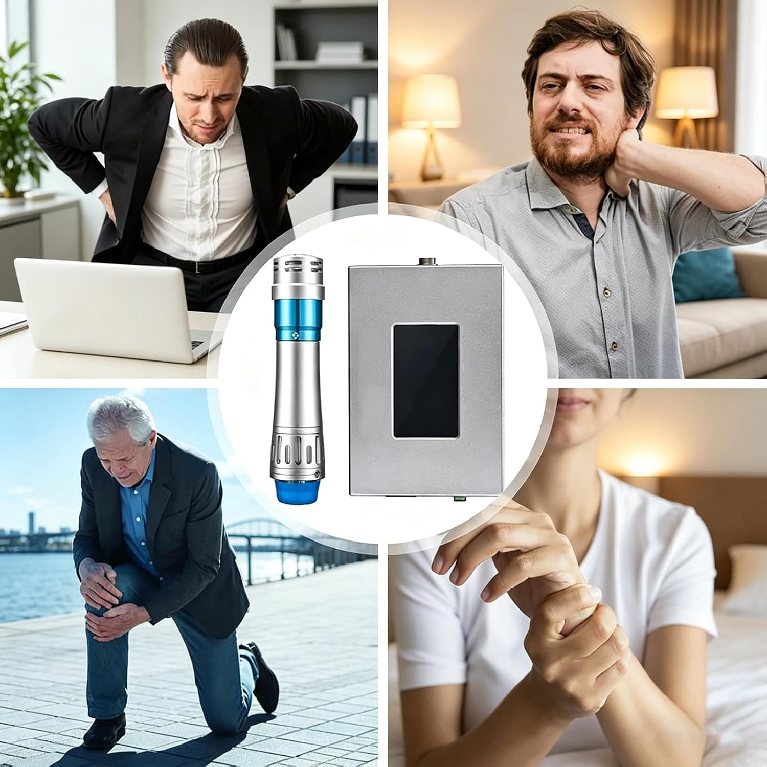 Dispositivo Terapia Onde D'urto Focalizzate, terapia ad onde d'urto extracorporee con 7 testine massaggianti, energia Regolabile 60~200MJ, Fisioterapia Profonda/Addio Sub-Salute