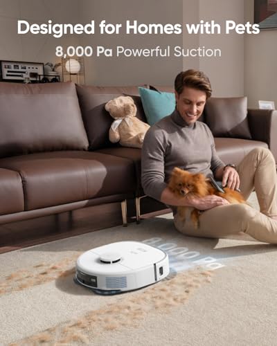 eufy X10 Pro Omni Robot Vacuum and Mop Combo, 8,000 Pa Suction, Dual Mops with 12 mm Auto Lift and Carpet Detection, AI Obstacle Avoidance, Auto Mop Washing, Auto Drying, Self Emptying, White : Industrial & Scientific