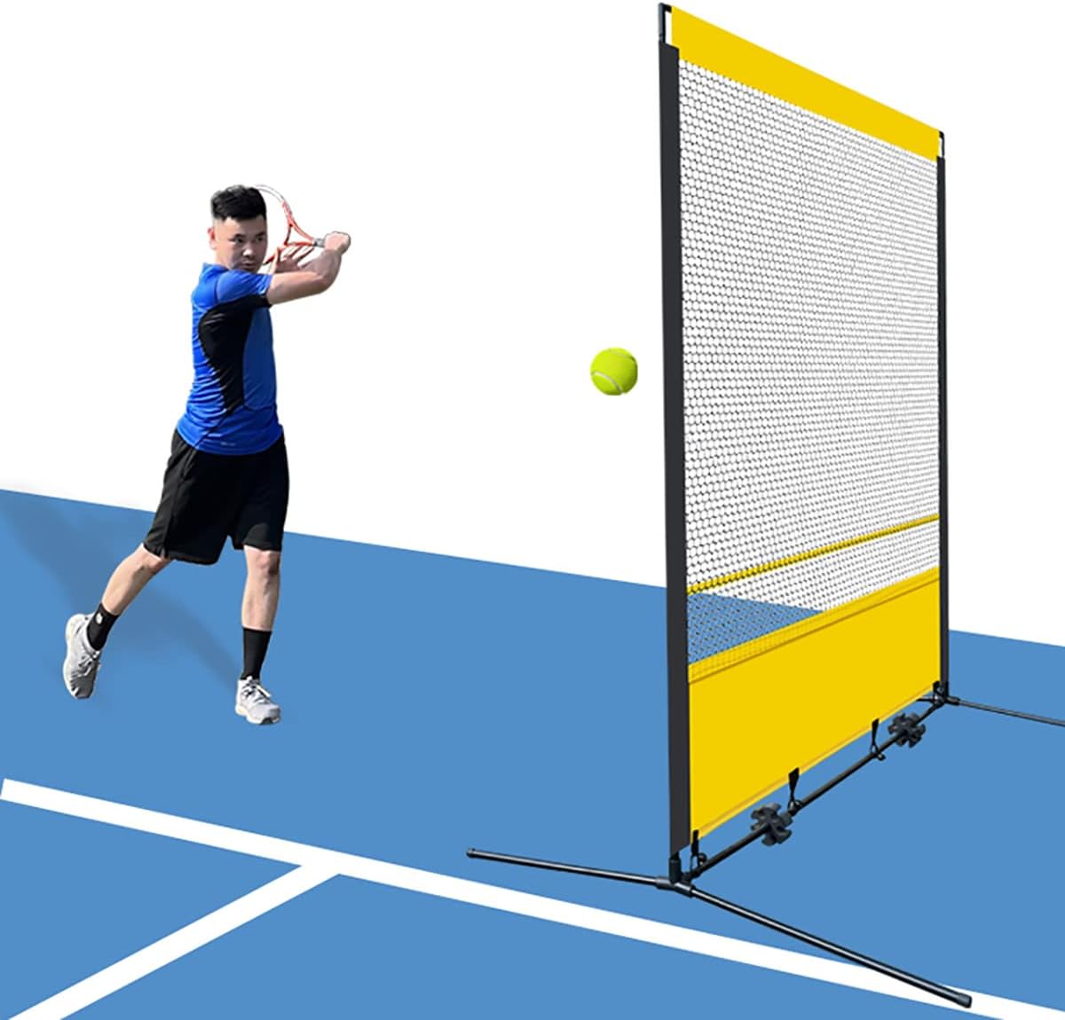 Tragbares Tennis-Rebound-Netz, Tennis-Übungswand für Indoor- und Outdoor-Training, Trainingsgerät, Tennis-Rebound-Netz für Grundschläge und Volleys (Größe: 1,8 x 3,6 m)