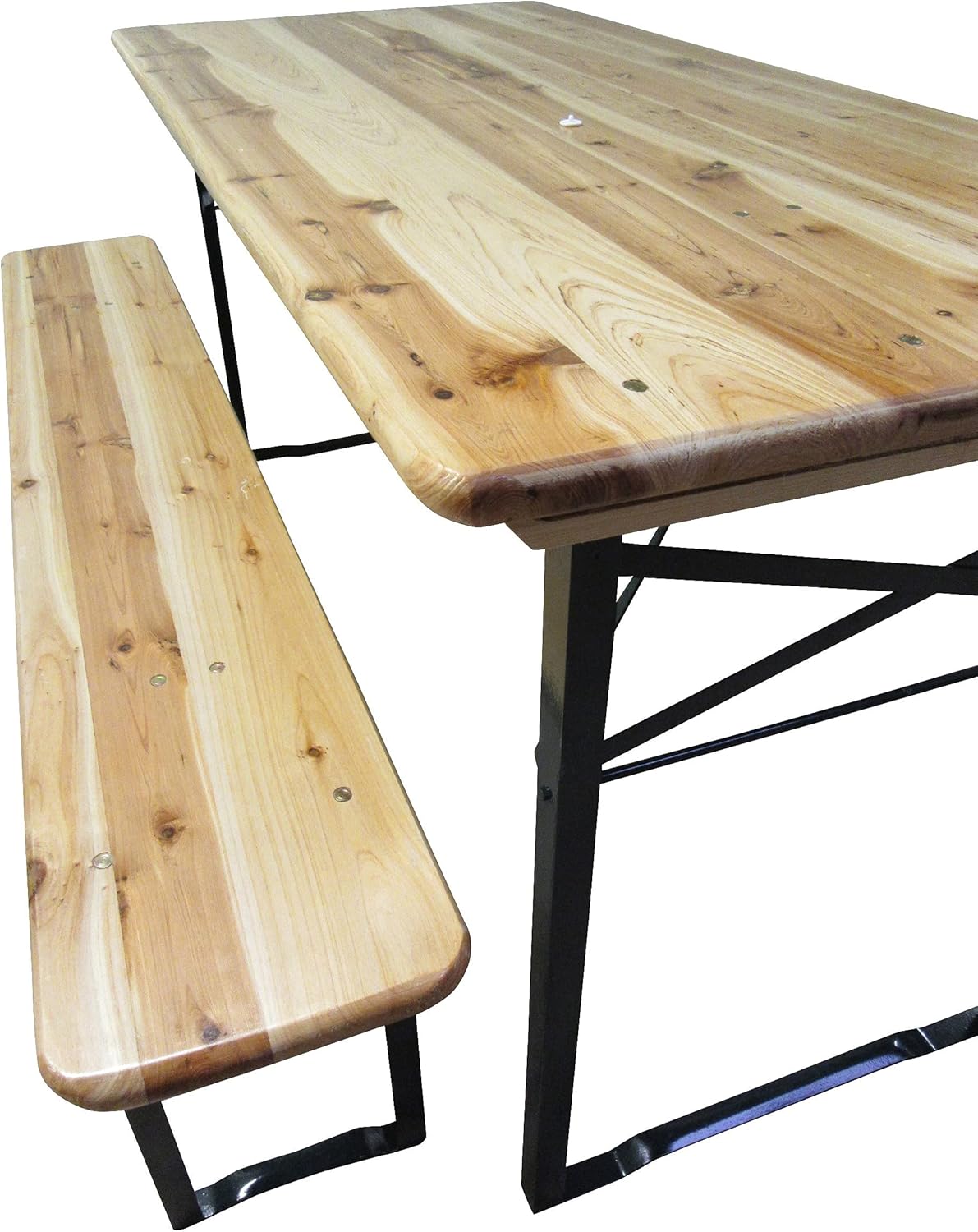 Dmora Folding Beer Table and Benches Set, Brown, Table Dimensions 150 x 76 x 70 cm, Bench Dimensions 150 x 44 x 25 cm