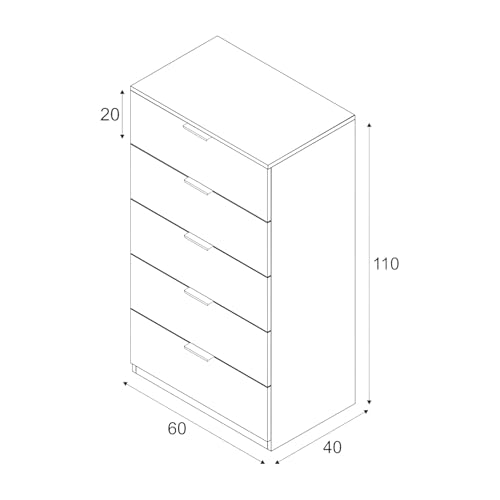 Dmora Cassettiera Mesquite, 5 cassetti, Mobile Comò per Camera da Letto, Settimanale Moderno, 60x40h110 cm, Rovere e Antracite, 15mm, Pannello melaminico 18mm, Vetro, 60x110x40 : Amazon.it: Casa e cucina