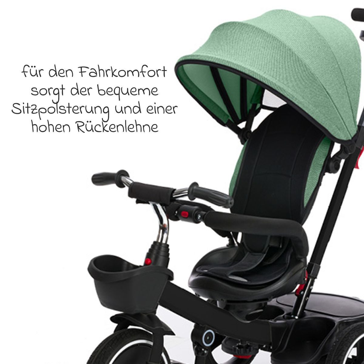 Dreirad-Kinderwagen Niki 360 - Schwarz Grün