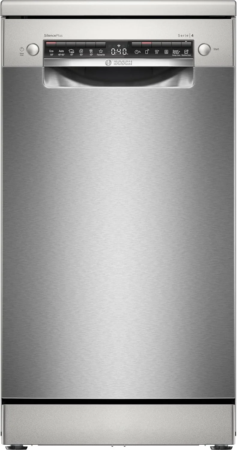 Bosch SPS4HMI49E Serie 4 Freistehender Geschirrspüler 45 cm, DuoPower für gründliche Reinigung, Besteckschublade, Extra Trocknen, AquaStop