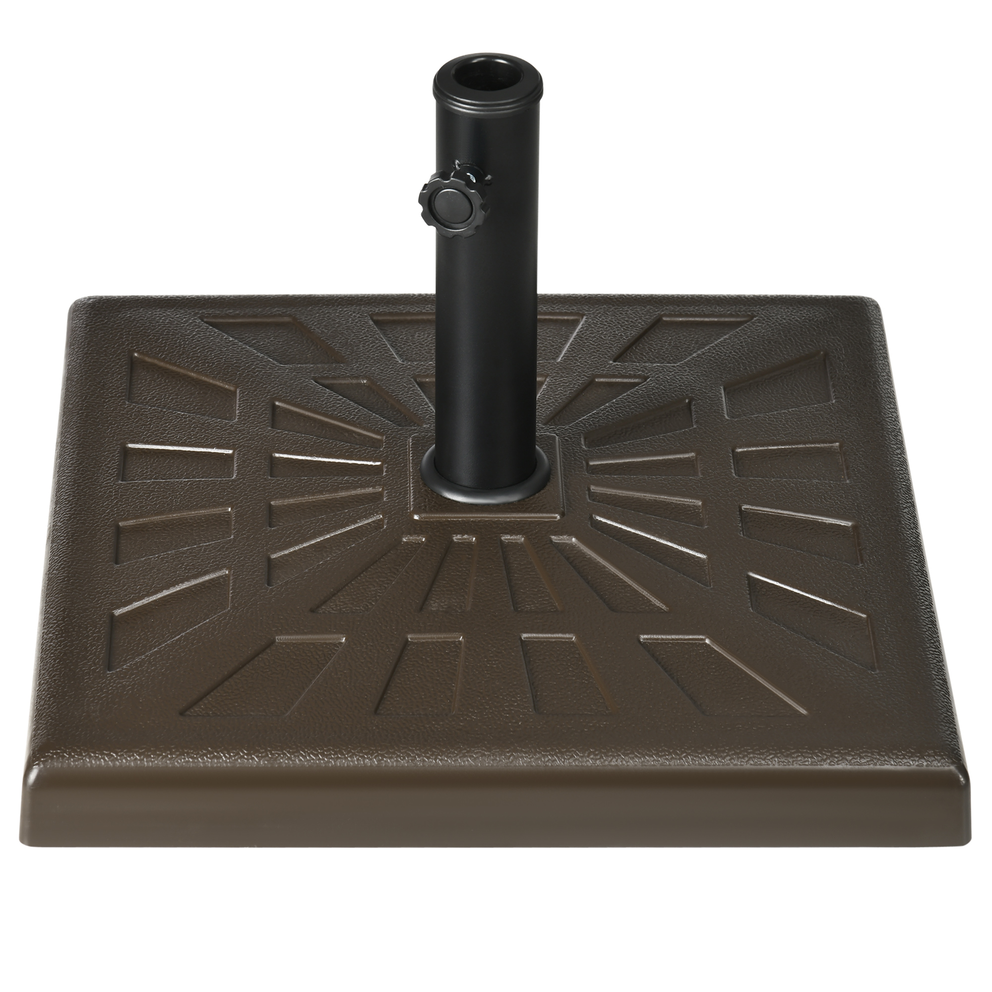 Outsunny 19kg Sonnenschirmständer für Ø32mm, Ø38mm und Ø48mm Pfosten, Harz und Stahl, 51x51x32 cm, Braun