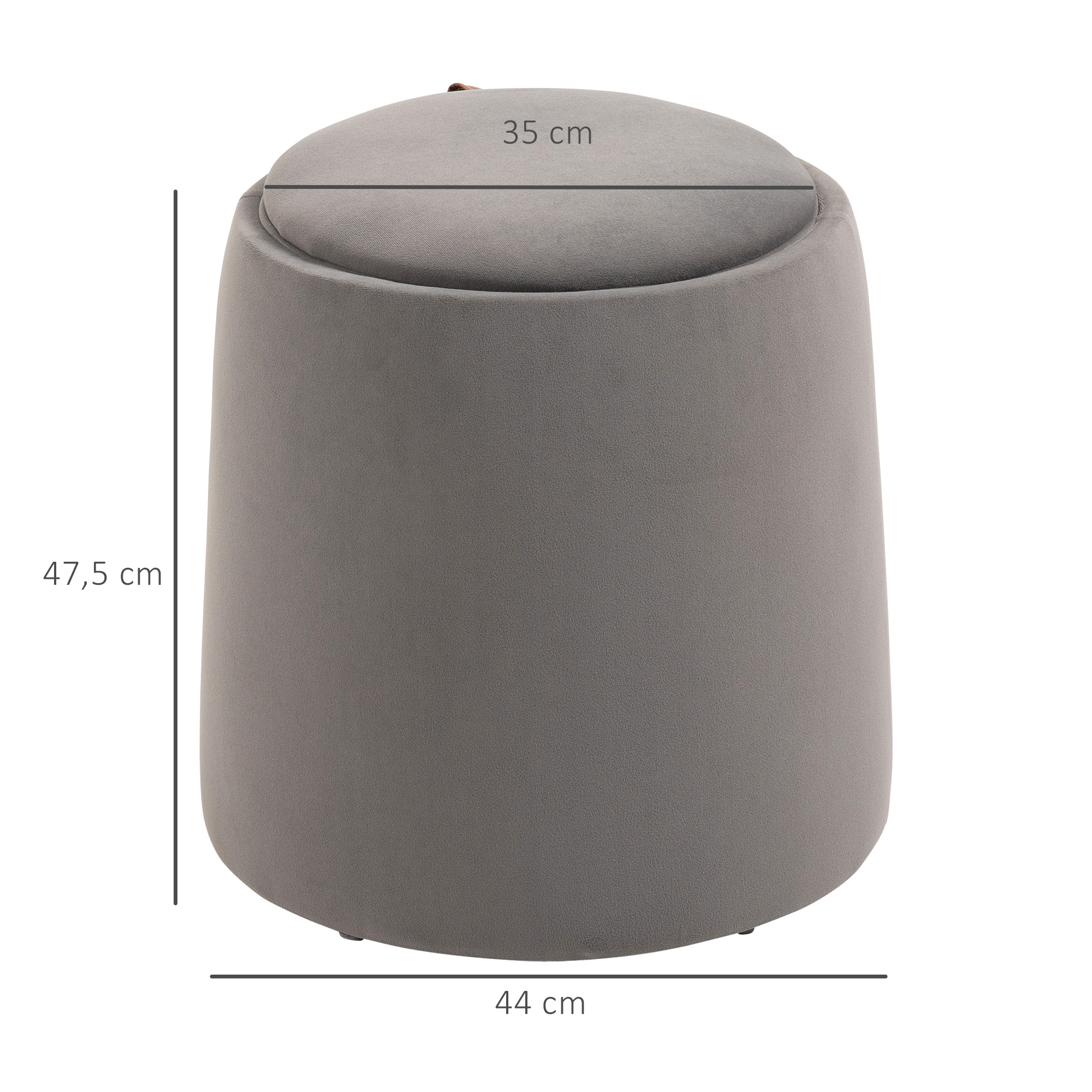 2-in-1 Poef in fluweelachtige stof met opbergruimte en afneembare deksel ��44 cm x 47,5 cm Beige