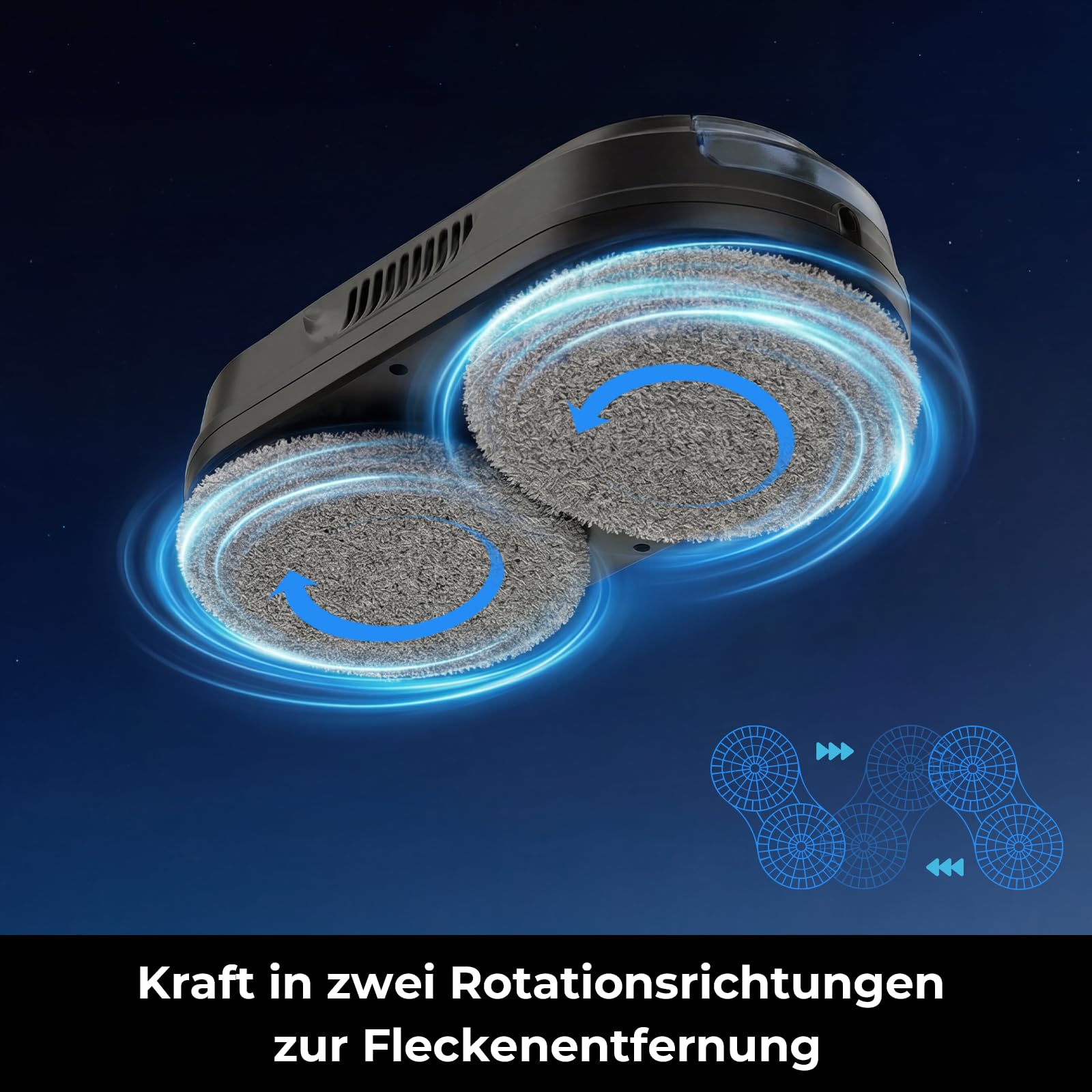 Fensterputzroboter X1 mit Doppeldüsen und Ultraschall-Wasserzerstäubung, 85-ml-Wassertank mit Sichtfenster, 3200 Pa Saugkraft und Notstrom-Akku