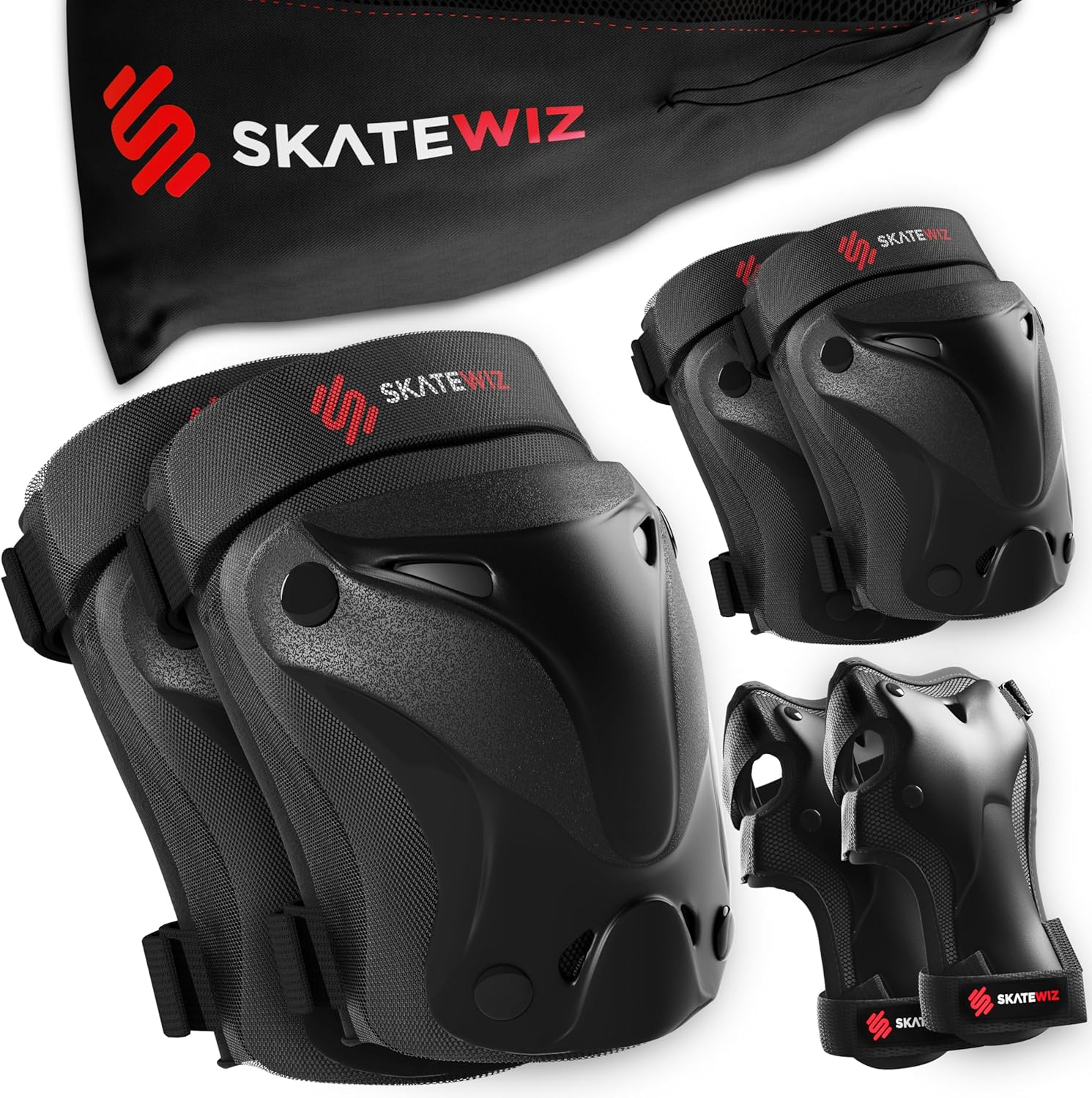 SKATEWIZ Protezioni Pattini Bambina [6pc] Protezioni per Pattini per Ragazze - Ginocchiere Pattini Bambina, Bambino e Adulti