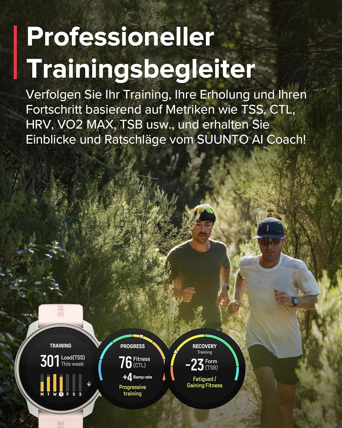 SUUNTO Race S Laufuhr mit AMOLED Touchscreen, Zweifrequenz GPS Sportuhr, Krone & Tastenbedienung, HRV & Schlafverfolgung, KI-basierter Trainingsplan, Kostenlose Offline-Karten, 50m Wasserdicht