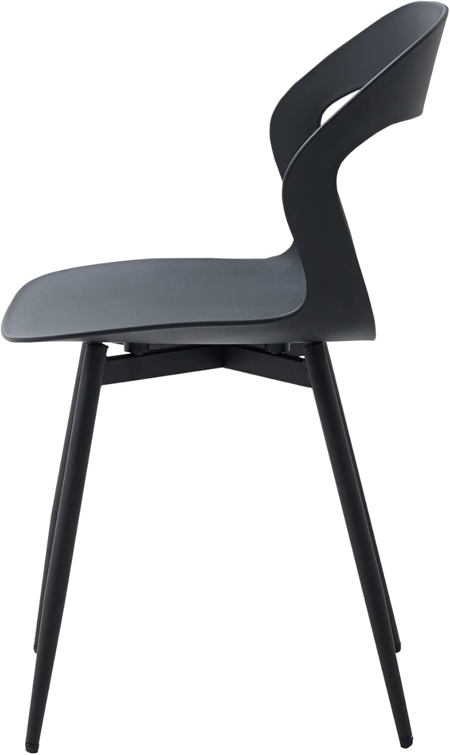 Set di 12 Sedie da Pranzo/Sedie da Salotto Design Scolpito con Schienale; Sedile in Polipropilene e Robuste Gambe in Metallo (Nero-nero Piedi)