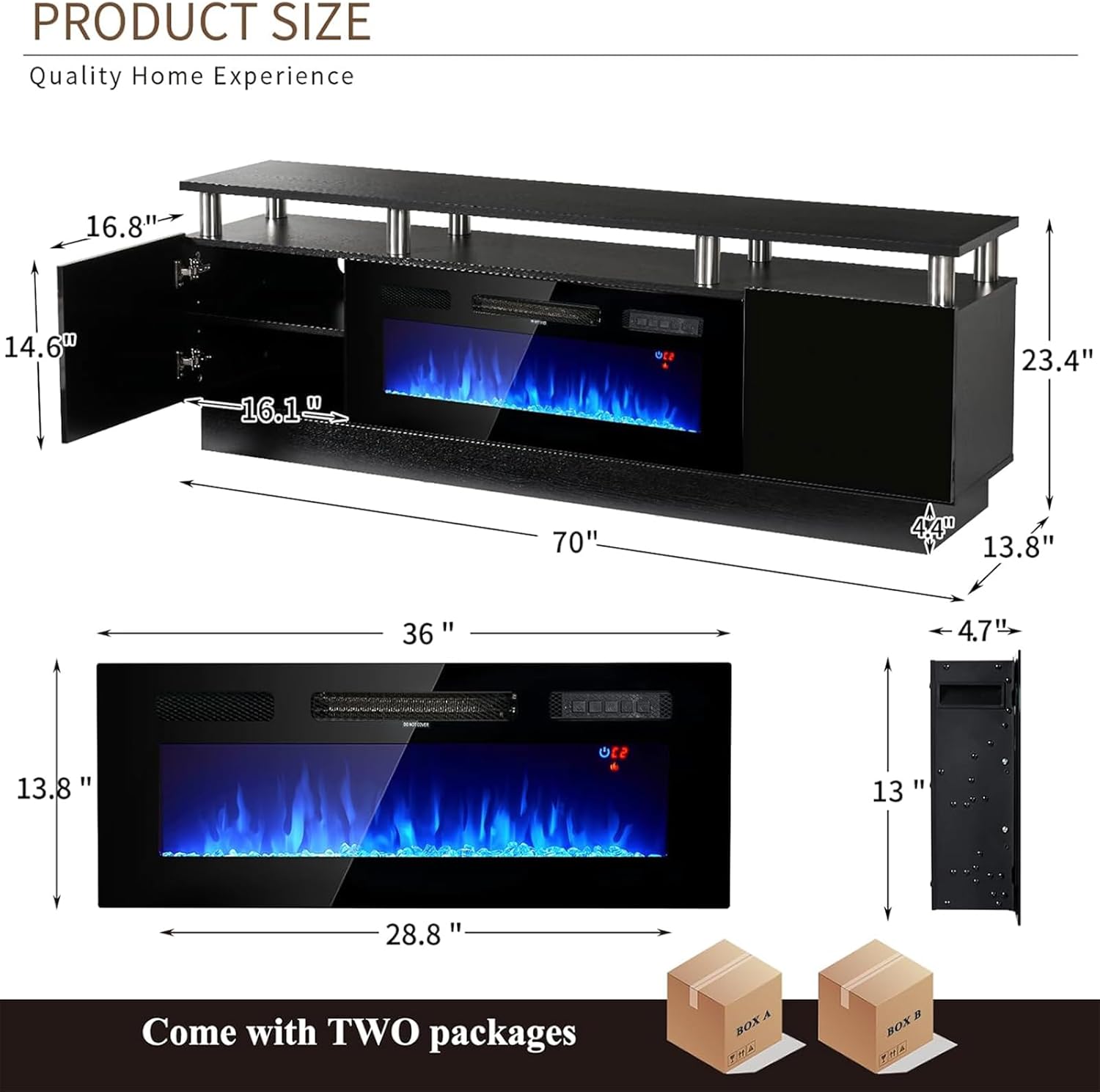 oneinmil 2 Tier TV Console Stand with 36