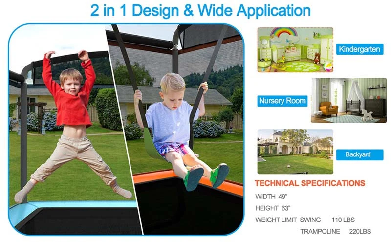 Eletriclife 6 Feet Kids Entertaining Trampoline with Swing Safety Fence
