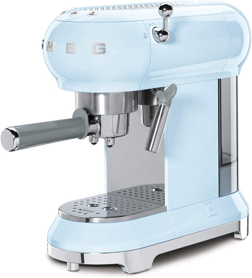 Smeg, ECF01PGEU Manual Espresso-Kaffeemaschine, Cappuccino -System, Thermoblock, groe Tassengehuse und Doppelkaffeefunktion, 1 l Wassertank, kompakte Abmessungen, 1350W, Pastellgrün