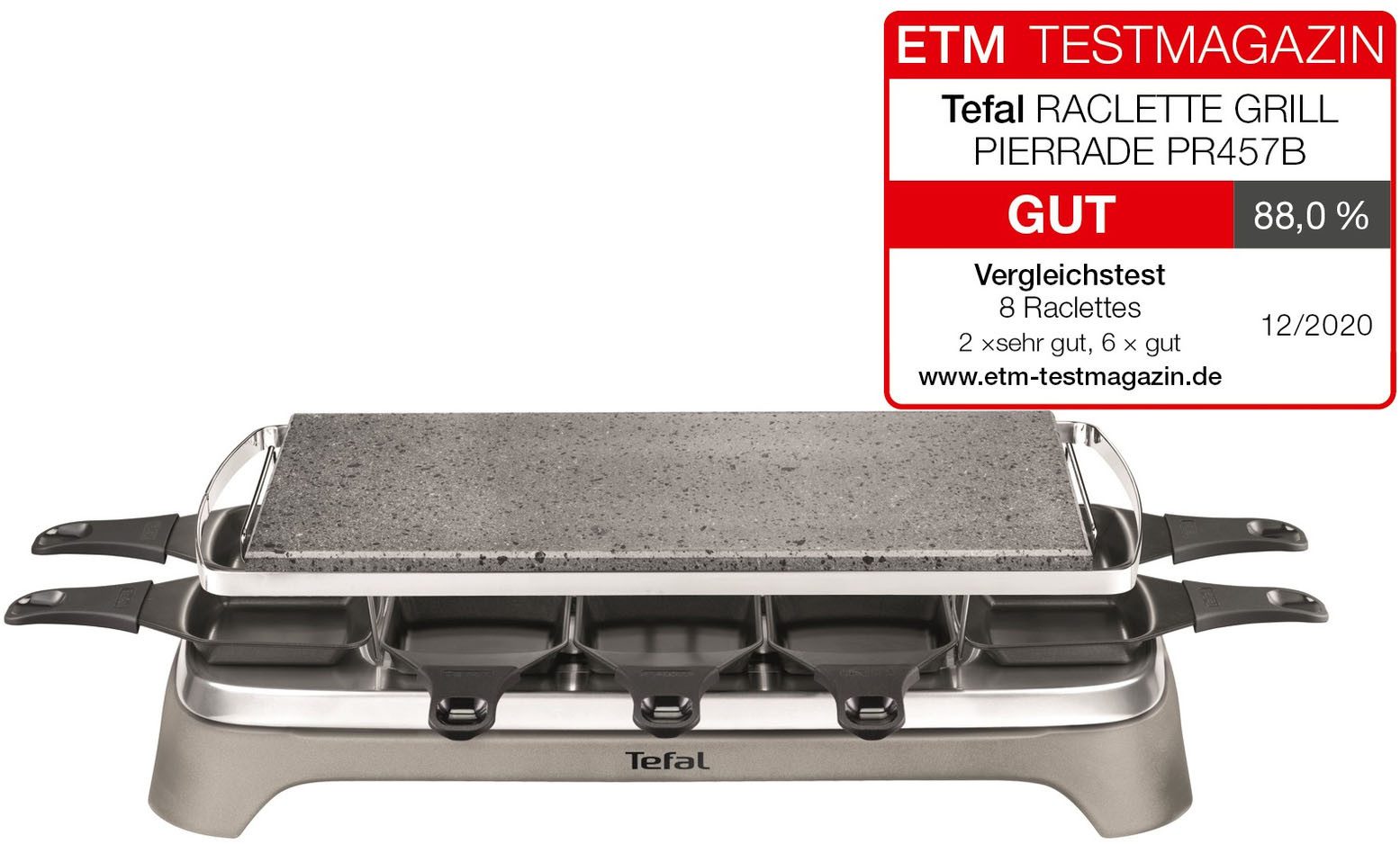 Raclette Pierrade, Naturstein, spülmaschinengeeignete Pfännchen