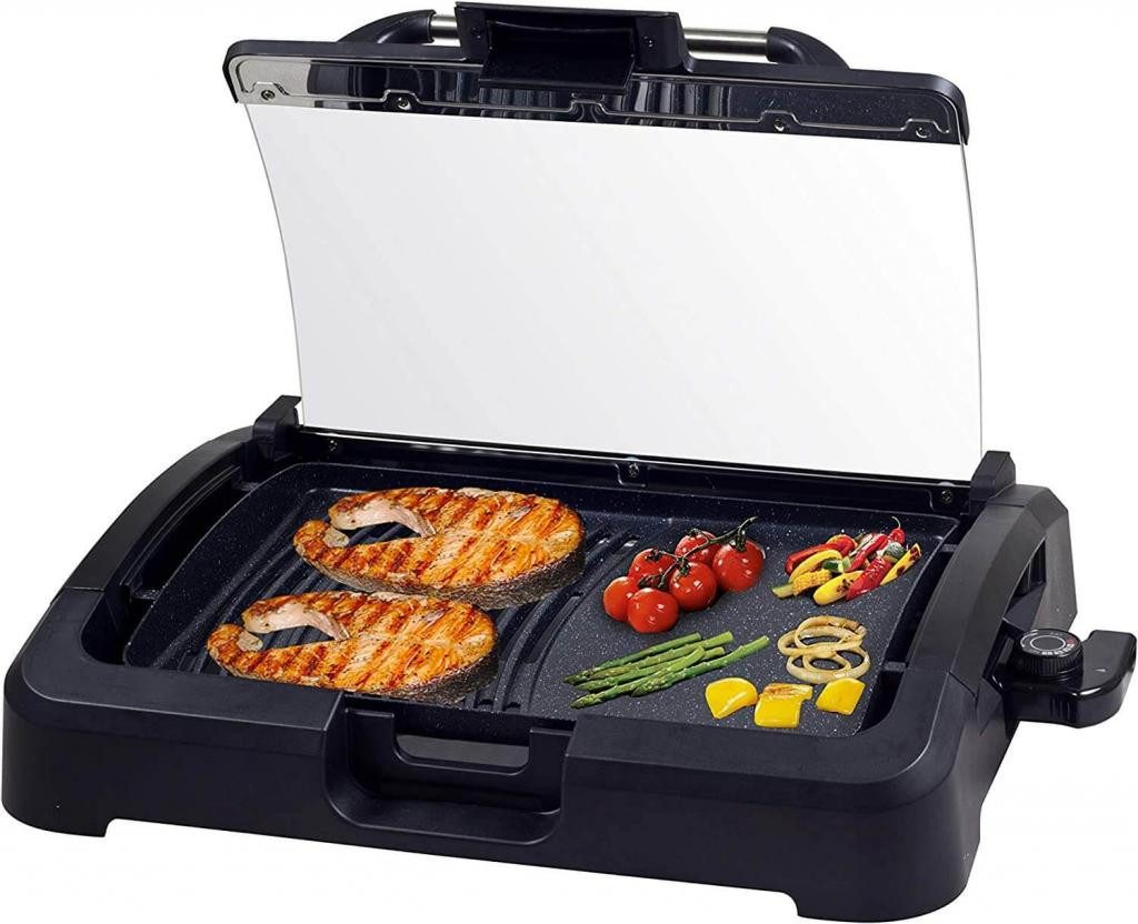 Elektrogrill 90.871 Elektrogrill mit Glasdeckel, beschichtete Grillplatte