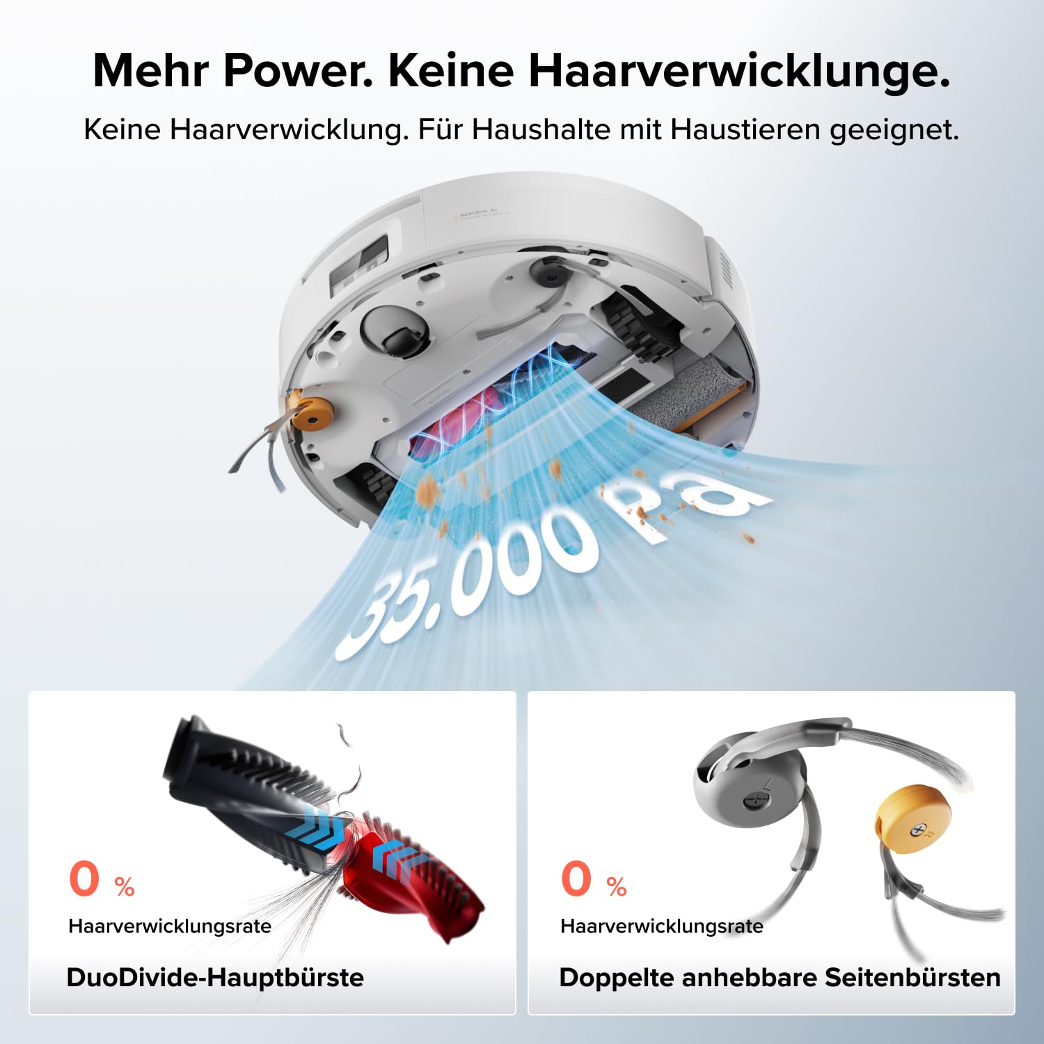 Saugroboter mit Wischwalze Qrevo Edge 2 Flow, 35.000 Pa Saugkraft und 8,98 cm flachem Design