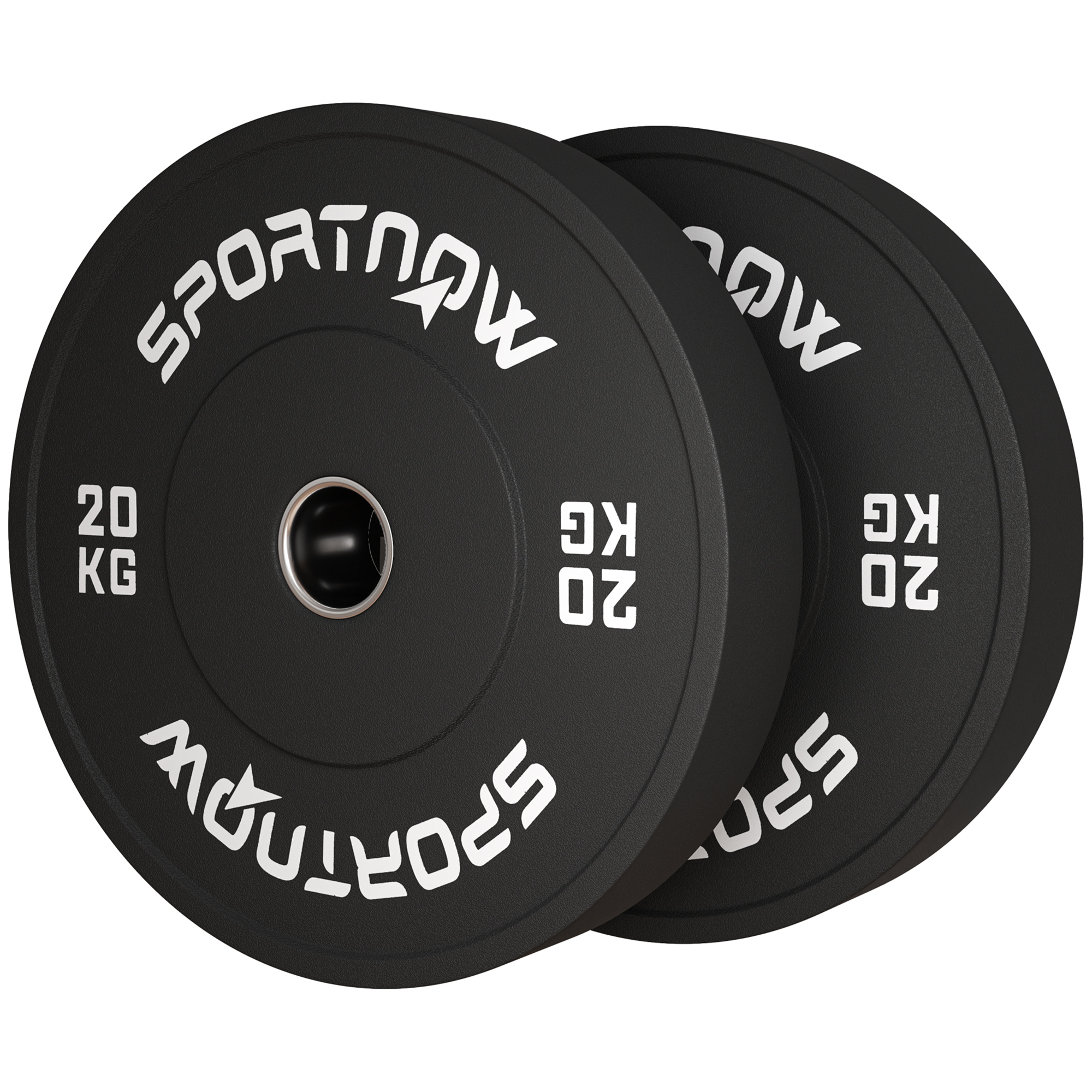 SPORTNOW Hantelscheiben-Set, 2 x 20 kg, olympischer Standard, Gummi, geräuscharm, Schwarz