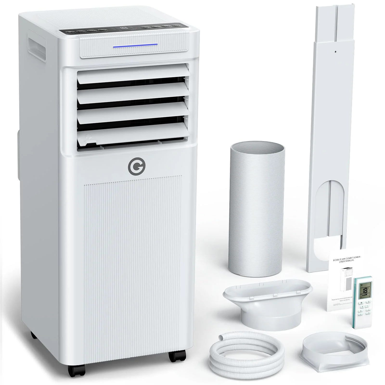 Klimaanlage Mobil 9000 BTU, 3-in-1 Mobile Klimaanlage mit Abluftschlauch,Kühlen,Entfeuchten, Luftzirkulation, LED Display&Fernbedienung, 24h-Timer, Leise&Energieeffizient, Für Räume bis zu 88 m³(33㎡)