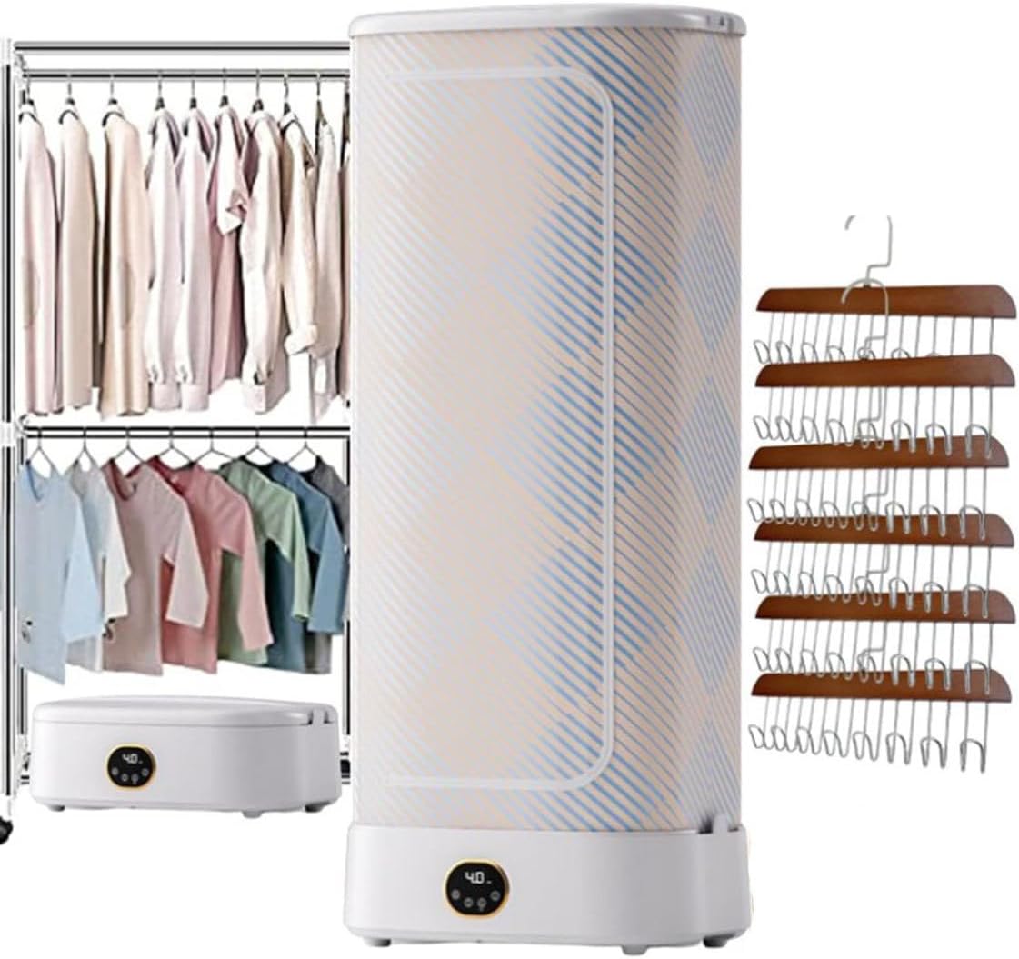 Asciugatrice a vapore portatile da 1000 W, macchina da stiro automatica, asciugatrice elettrica per vestiti, circolazione dell'aria calda a 360°/timer intelligente da 240 minuti/cura automatica