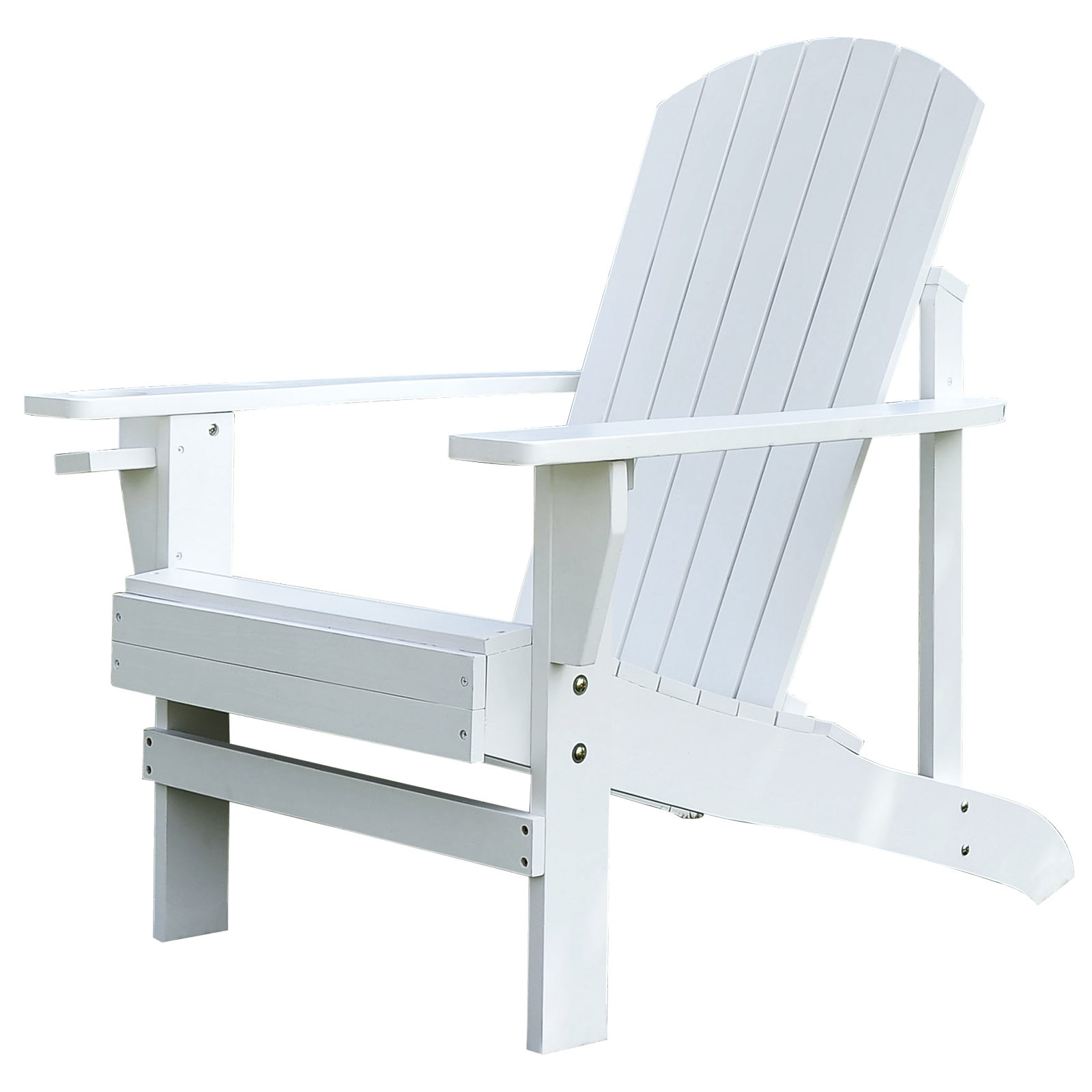 Outsunny Adirondack Gartenstuhl mit Becherhalter Gartenliege Balkonstuhl Tannenholz Weiß 97 x 72,5 x 93 cm