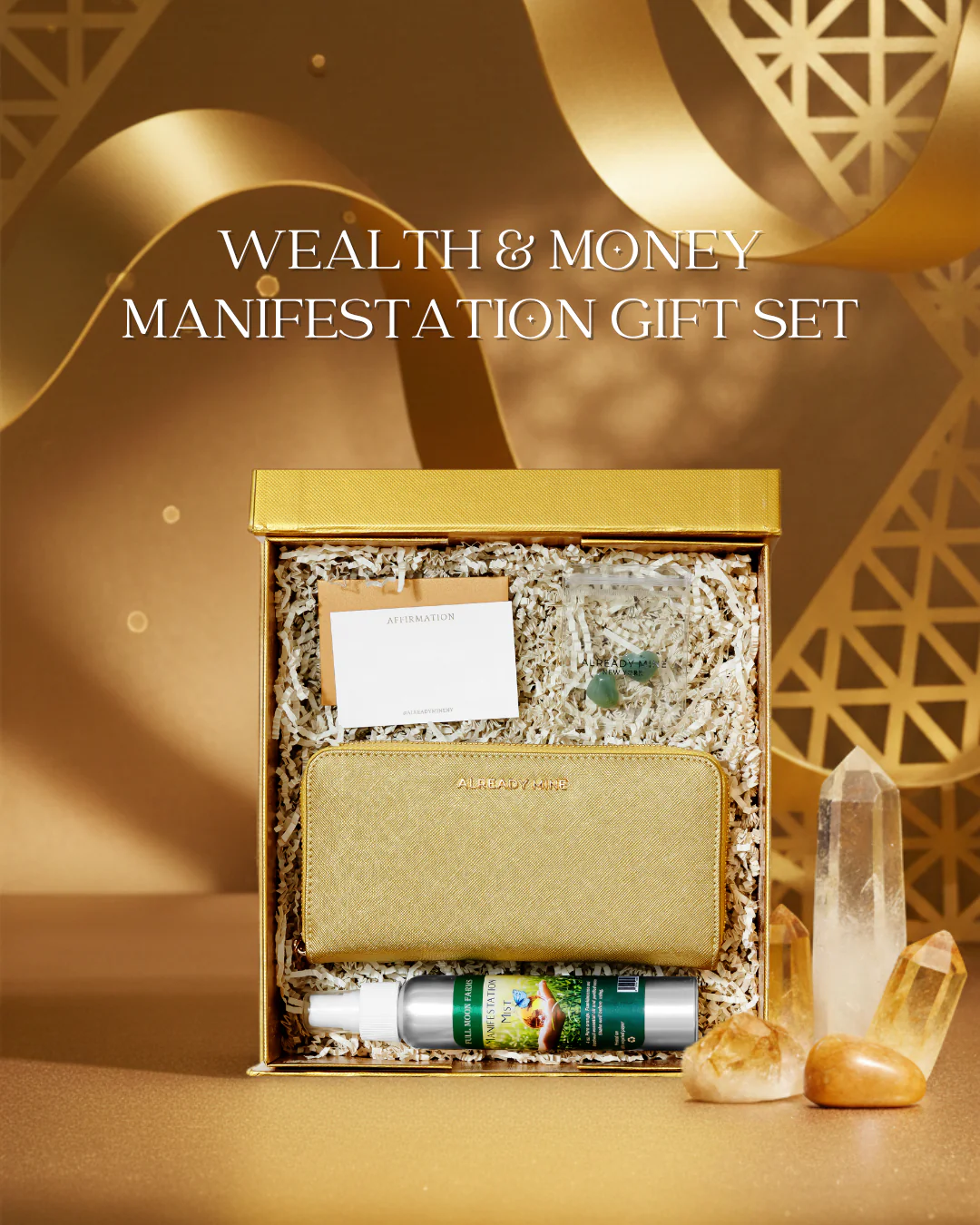Wealth & Money Manifestation Gift Set �C Wallet, Crystals & Ritual Mist