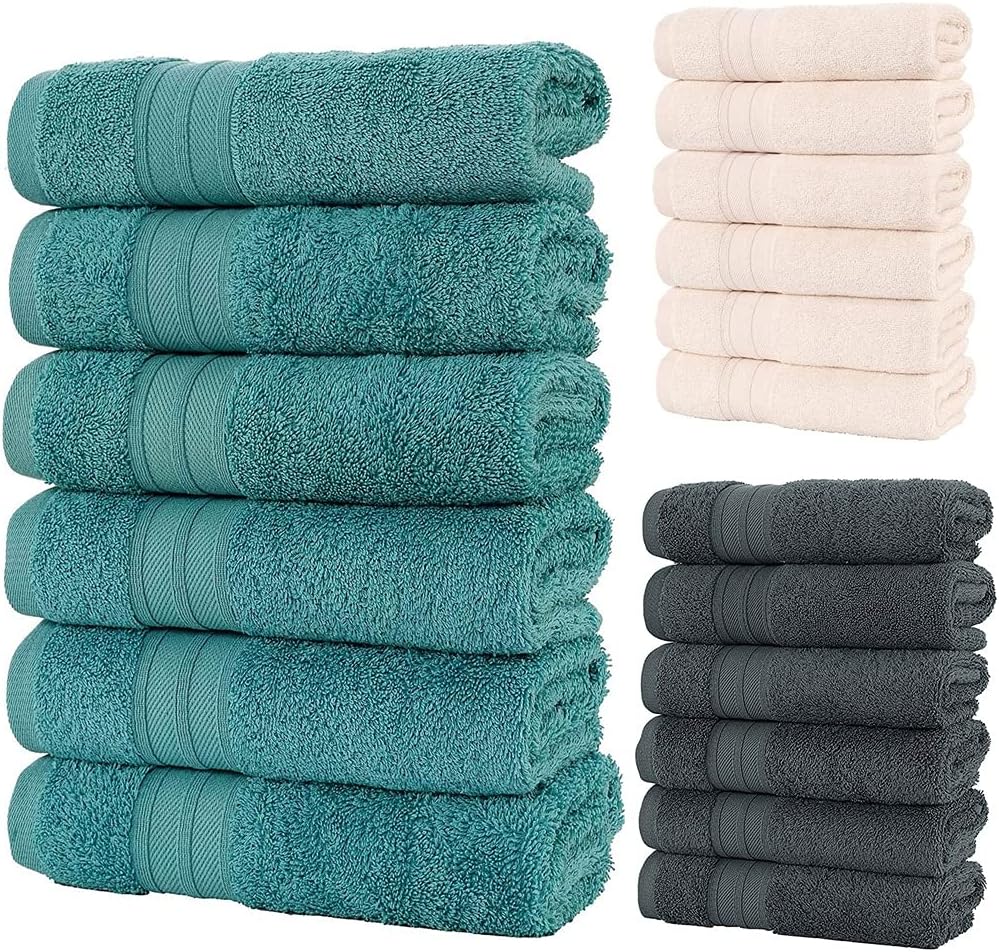 6 Stück weiche, saugfähige und dicke Baumwollhandtücher weiche und saugfähige Handtücher Badezimmerhandtücher bequeme Strandtücher (Farbe: Rosa, Größe: Einheitsgröße) (Grau Einheitsgröße)