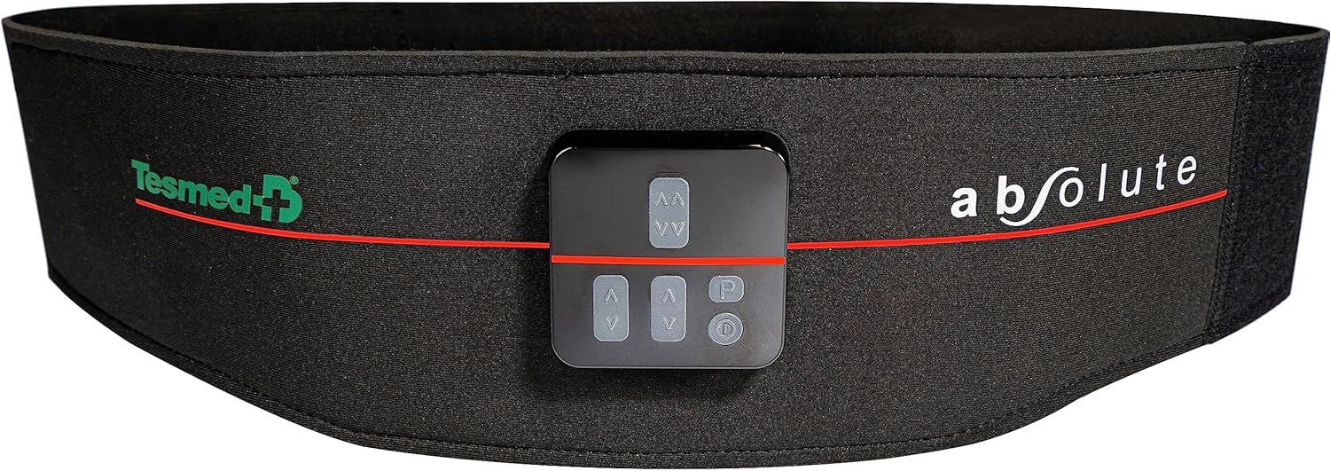TESMED Absolute: Cintura per Elettrostimolazione Addominali Centrali e Laterali - Ricaricabile con USB, 15 Programmi, 99 Intensità - Wireless, Unisex, Made in Italy