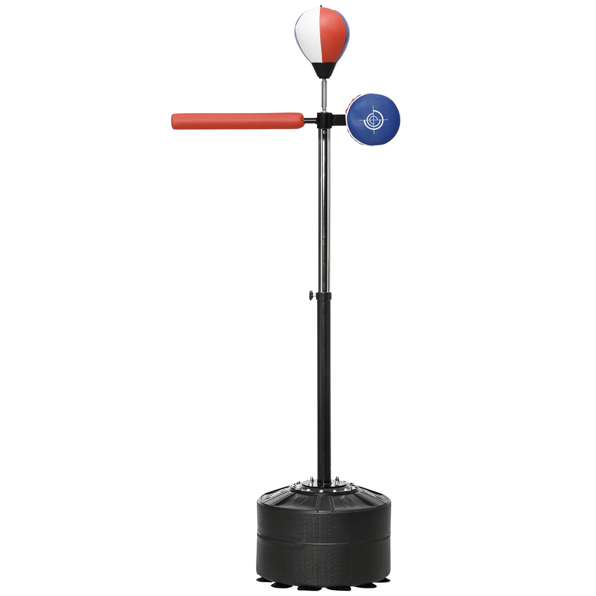 SPORTNOW Boxständer, höhenverstellbar, Reflexstange, Pratze, Speedball, befüllbarer Standfuß, 80,5 x 48 x 163-205 cm