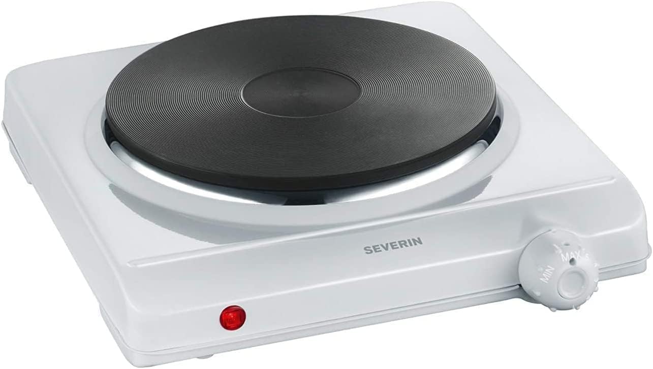 SEVERIN DK 1091 Electric Stove ? 18 cm x 1500 W, Non-deformable Cast Iron Base, Continuous Temperature Control with Thermostat, Enamelled Body