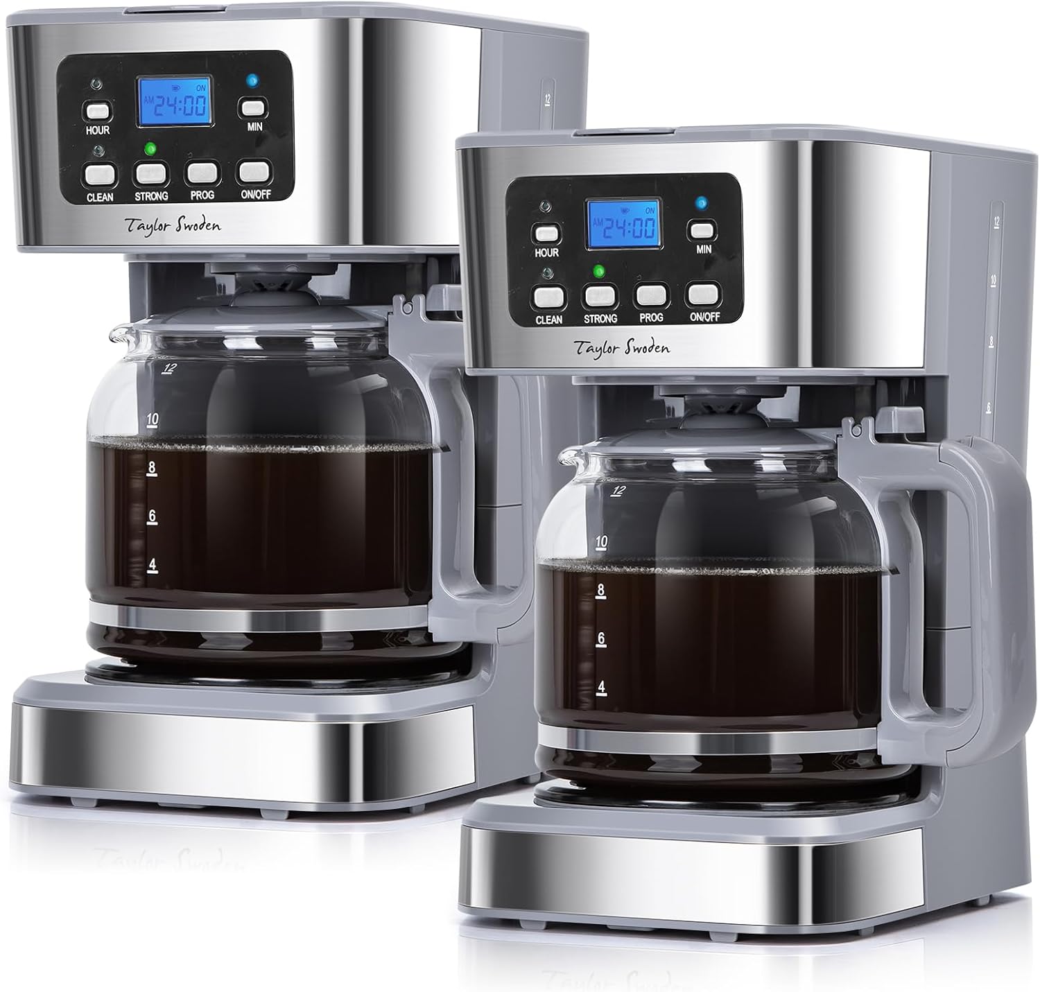 Taylor Swoden Darcy 950W 12 Cup 1.5L Capacity Coffee Maker with Reusable Filter and Hot Keeping Base, Drip System, Timer and BPA FREE