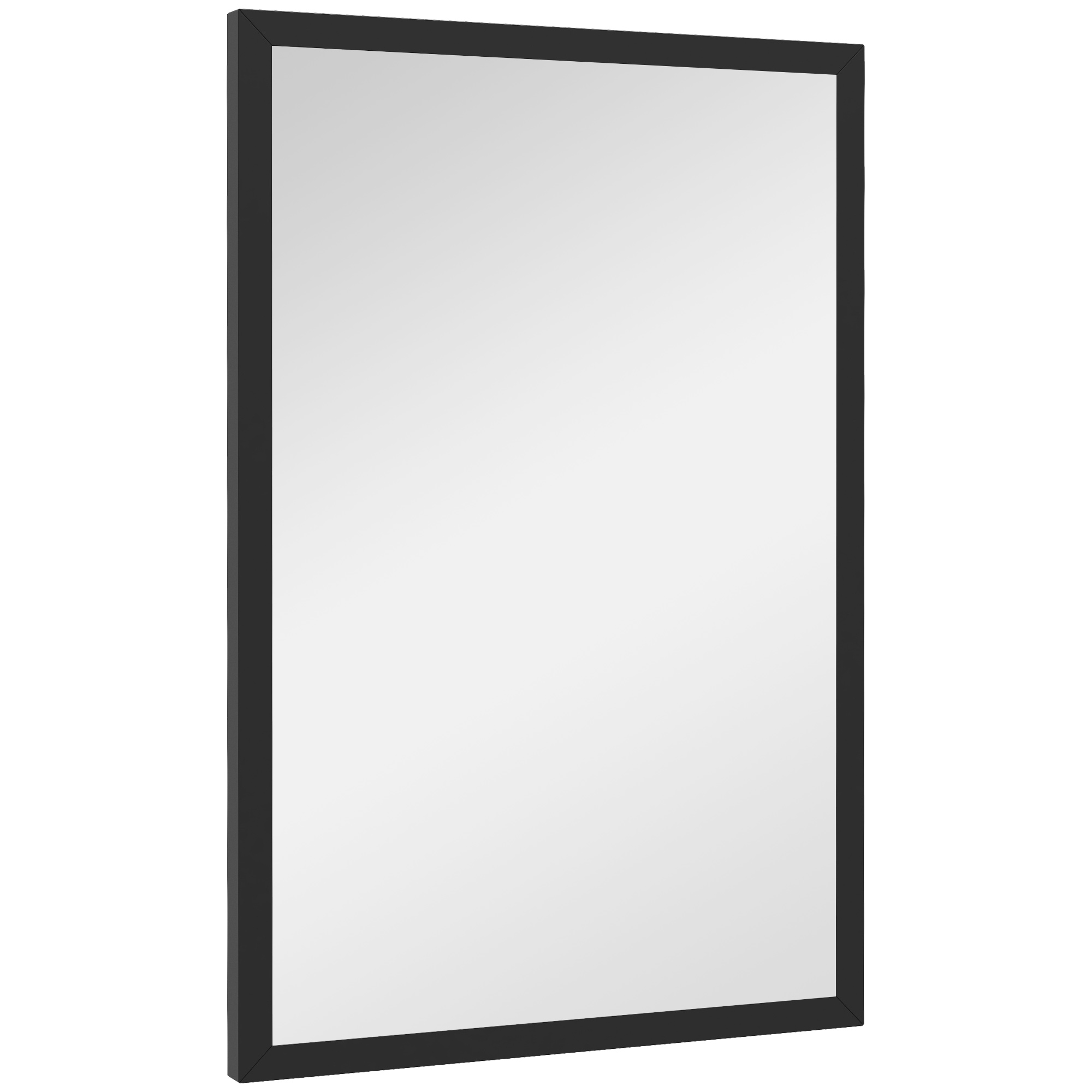 HOMCOM Rechteckiger Wandspiegel 60 x 40 cm, Rahmen aus schwarzem Holz, ideal für Badezimmer, Wohnzimmer oder Schlafzimmer